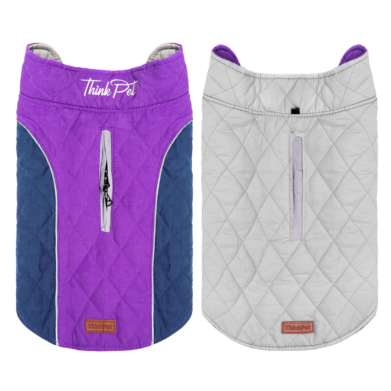 Thinkpet Dog Cold Weather Coats - Cozy Waterproof Windproof Reversible Winter Dog Jacket, Thick Padded Warm Coat Reflective Vest Clothes For Puppy Small Medium Large Dogs