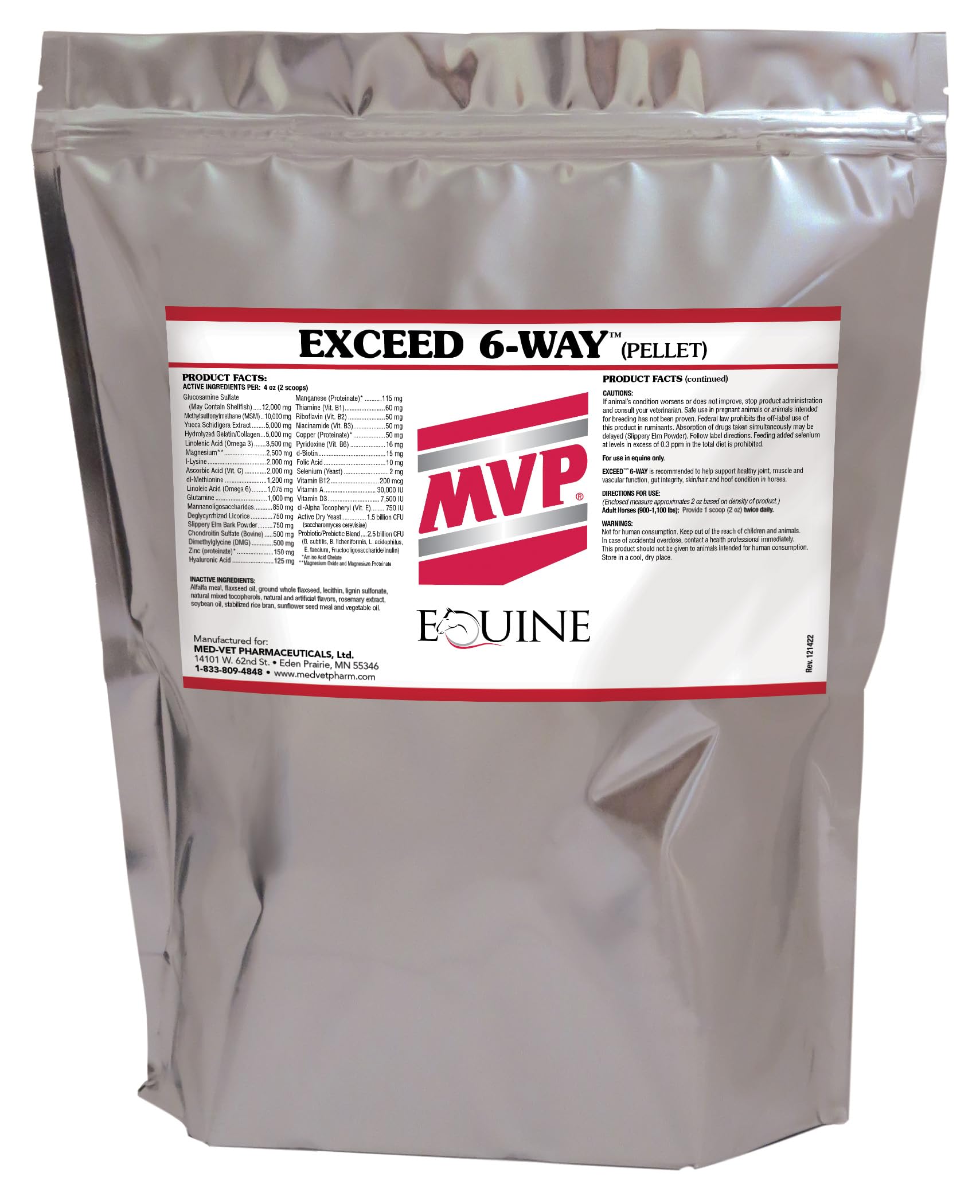 MVP Exceed 6-Way (16lb) High Level Performance Horse Support Pellets. Joint, hoof, Hair, gastric, Digestion and Muscle Support.