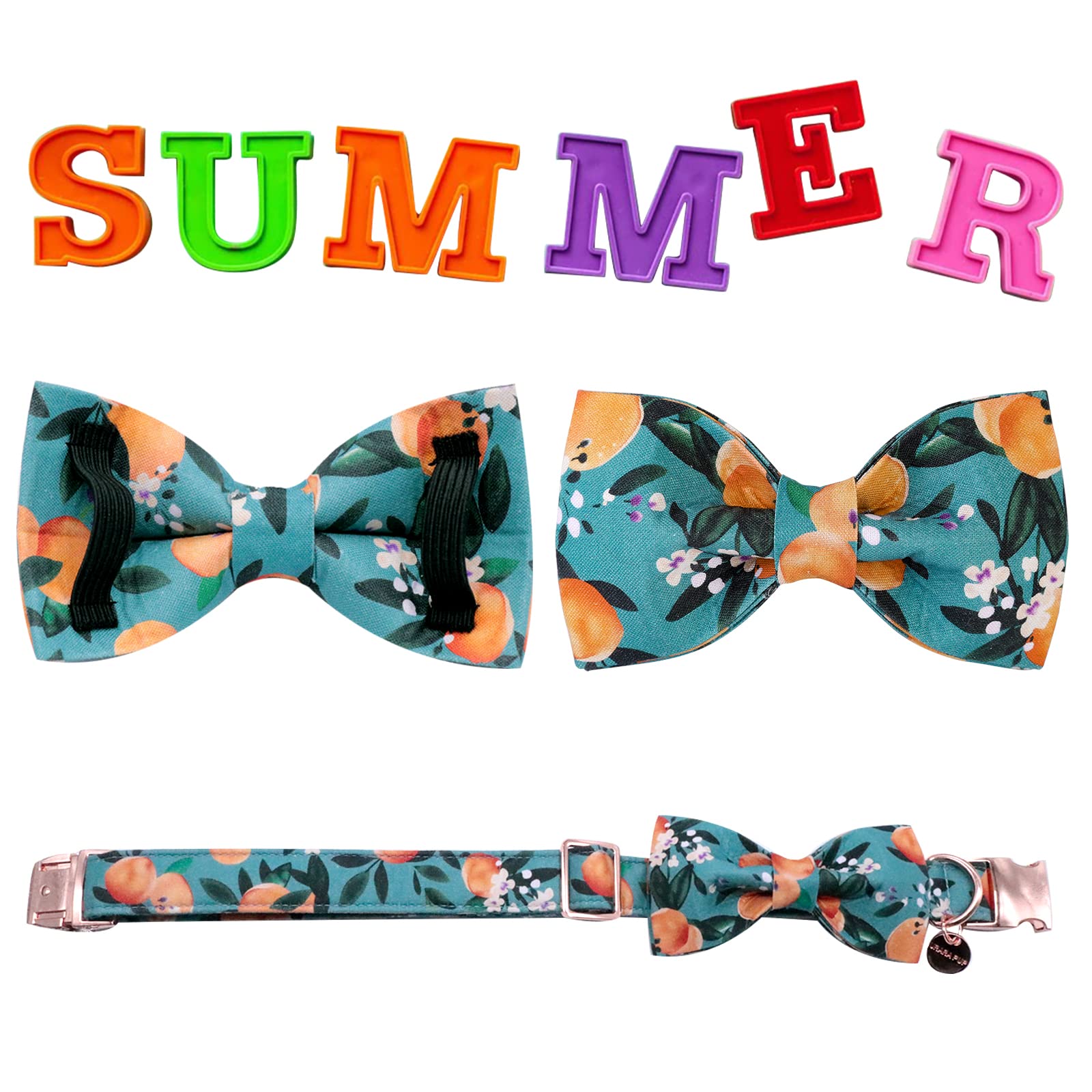 Up Urara Pup Dog Collar With Bow Tie, Durable Comfortable Cotton Dog Bowtie Collar With Metal Buckle For Large Dog Girl Boy, Sum