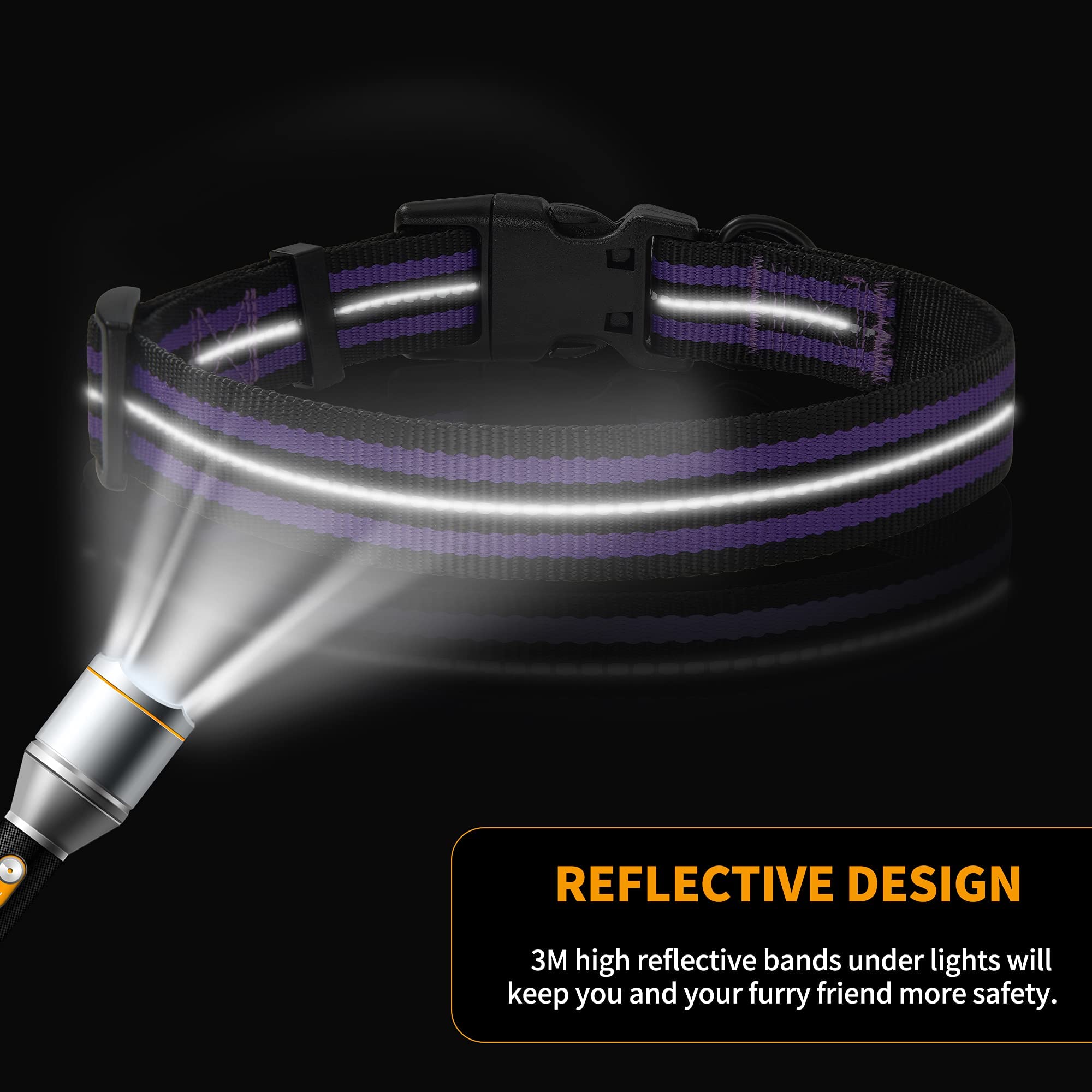 Mile High Life Reflective Dog Collar | Nylon Pet Collars Wiith Buckle | Light Weight Puppy Collars | Purple Dog Collars For Large Dogs (Purple, L)