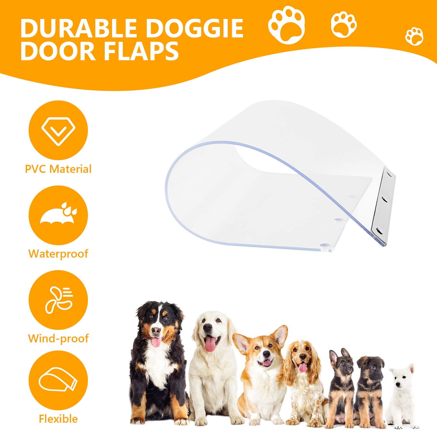 Nvifco Doggy Door Replacement Flap - Flexible XL Size 9.92" x 17.95", Clear with Metal Strip, Compatible with Extra Large Dog Doors