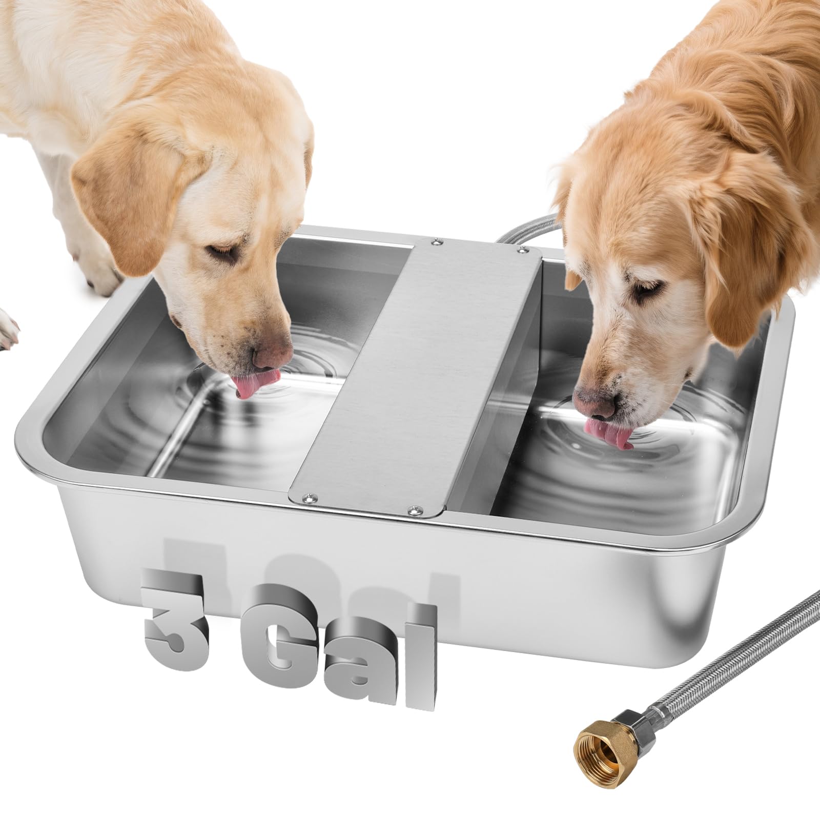 3 Gallon Automatic Dog Water Dispenser, Large Dog Water Bowl Dispenser for Outdoor, Stainless Steel Pet Bowl for Waterer Auto Fi