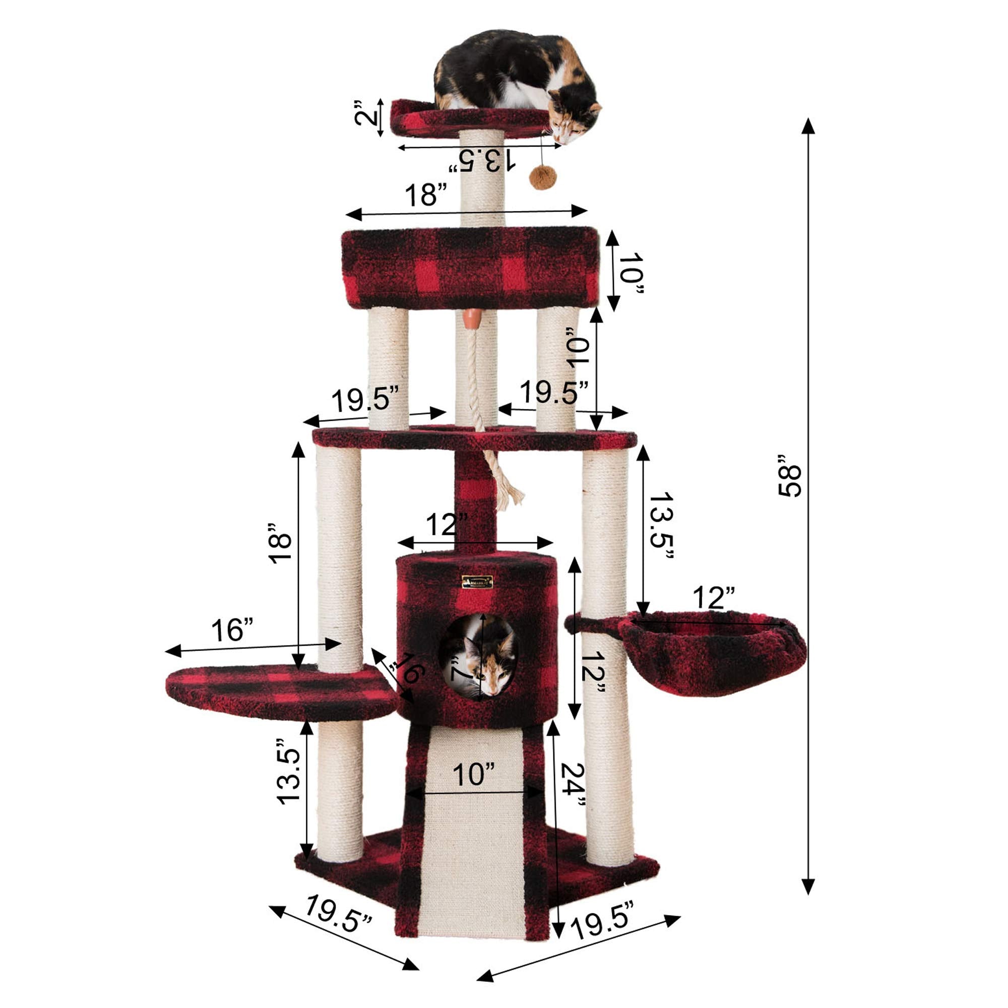 Armarkat B5806 Classic Cat Tree With Multiple Features, Jackson Galaxy Approved, Four Levels Real Wood Furniture