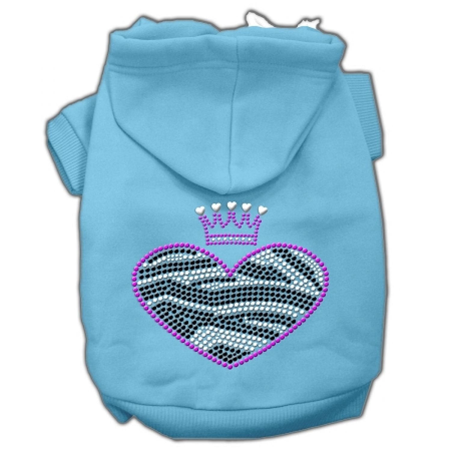 Mirage Pet Products 8&quot; Zebra Heart Rhinestone Hoodies Baby, X-Small, Blue