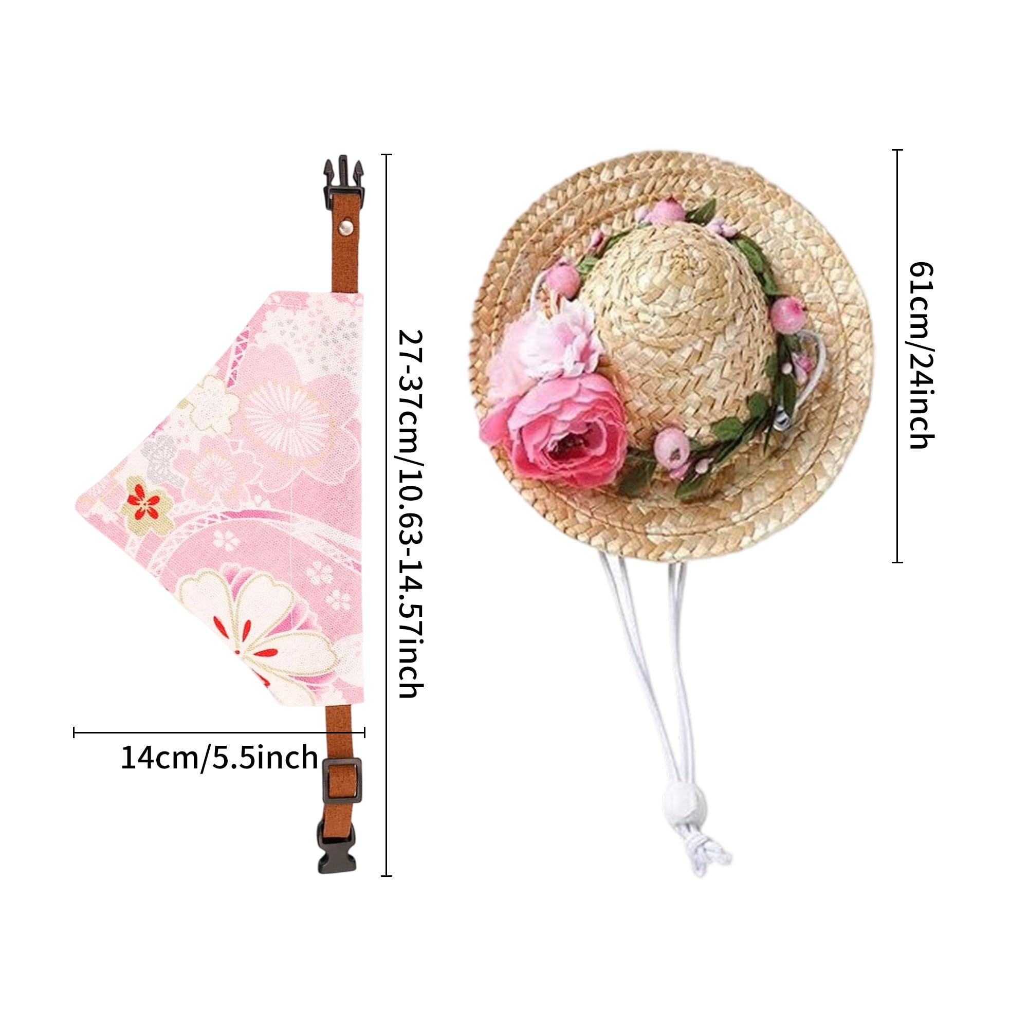 Hawaiian Costume For Dog Hawaiian Bandanna Summer Hat For Cat Sunflower Bandanna Sunglasses Summer Costume For Pet (Pink)