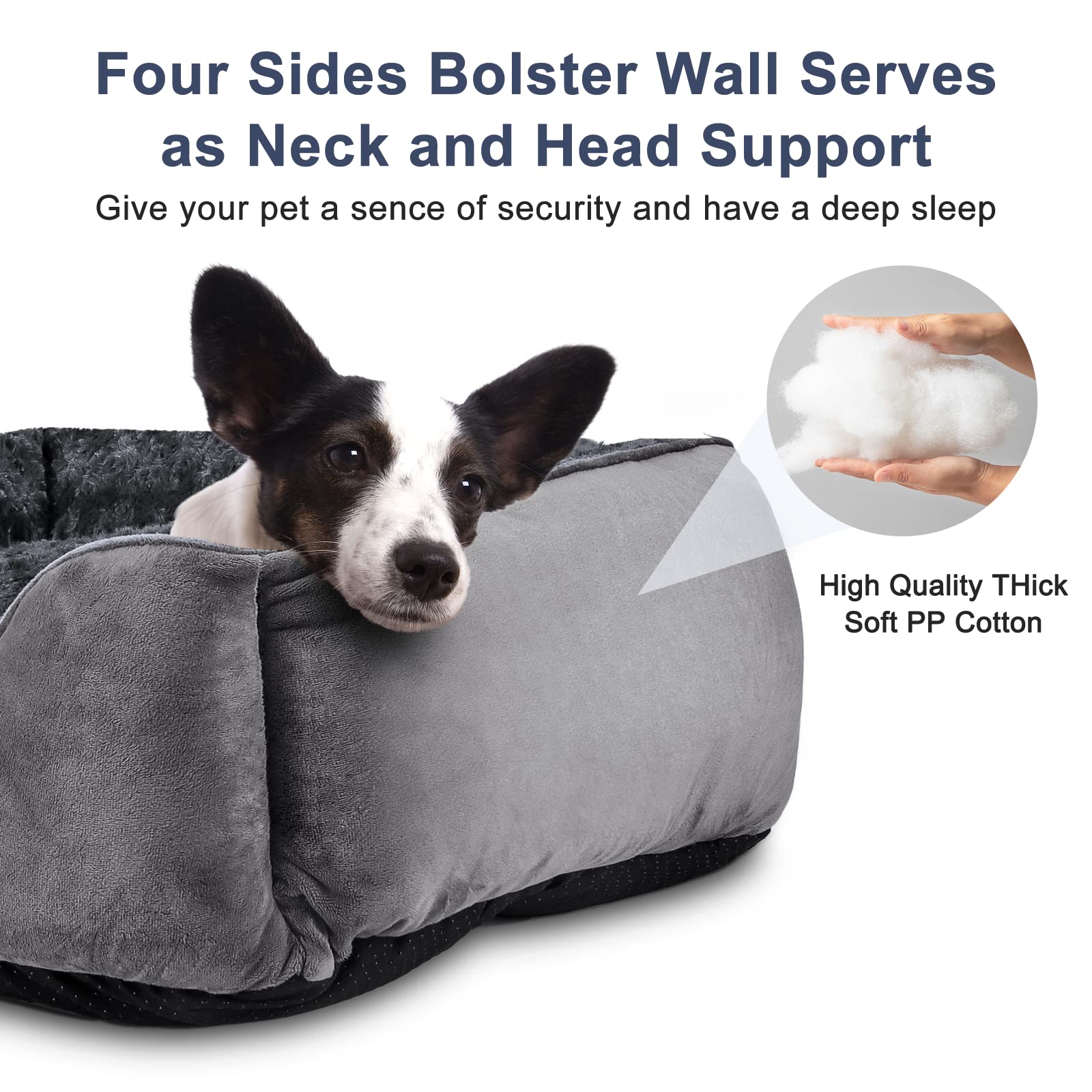 Joejoy Rectangle Dog Bed For Large Medium Small Dogs Machine Washable Sleeping Dog Sofa Bed Non-Slip Bottom Breathable Soft Pupp
