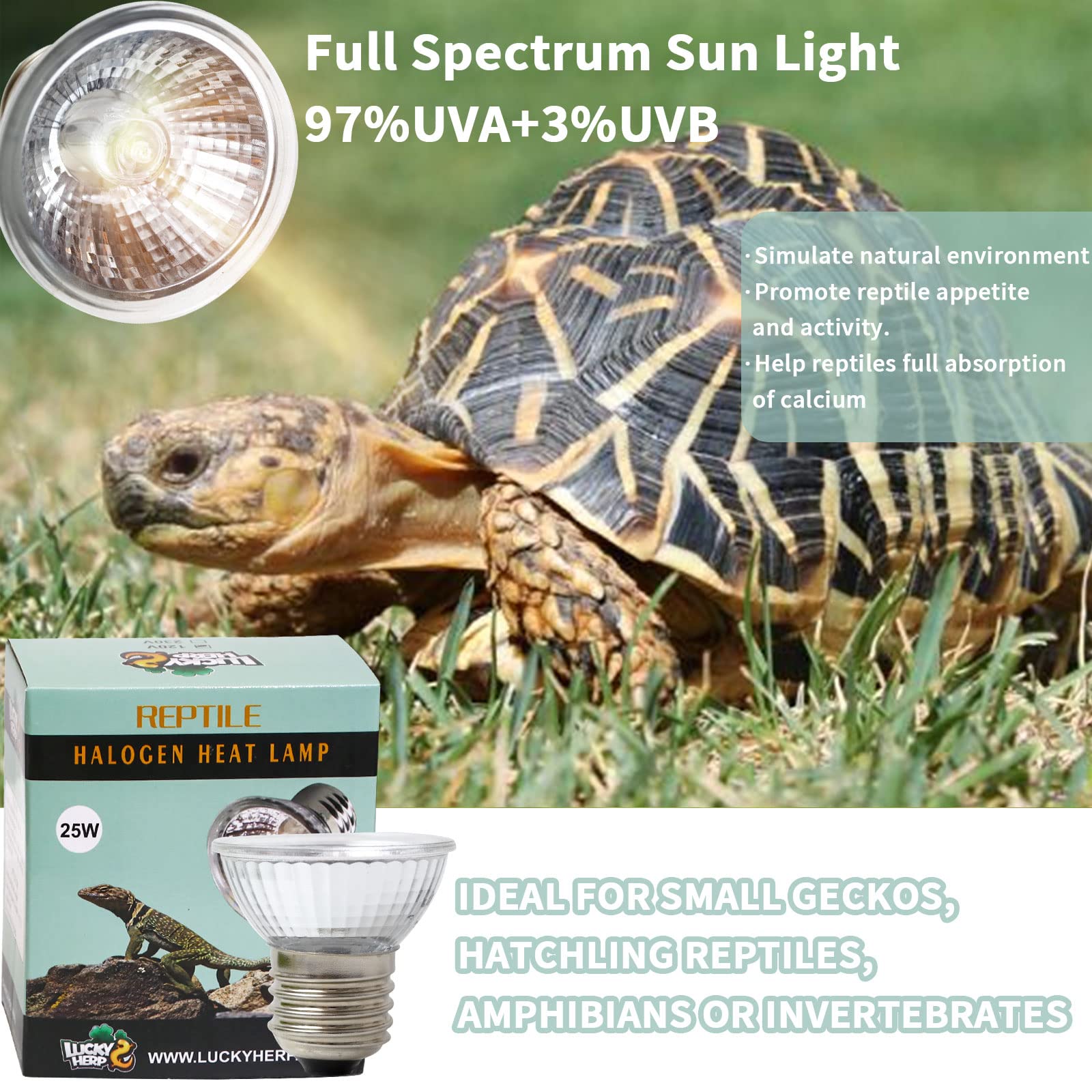 Lucky Herp 4 Pack 25W Uva Uvb Reptile Light Bulbs, Heat Lamp Bulbs For Reptiles And Amphibians, Basking Light Bulb For Turtle, B
