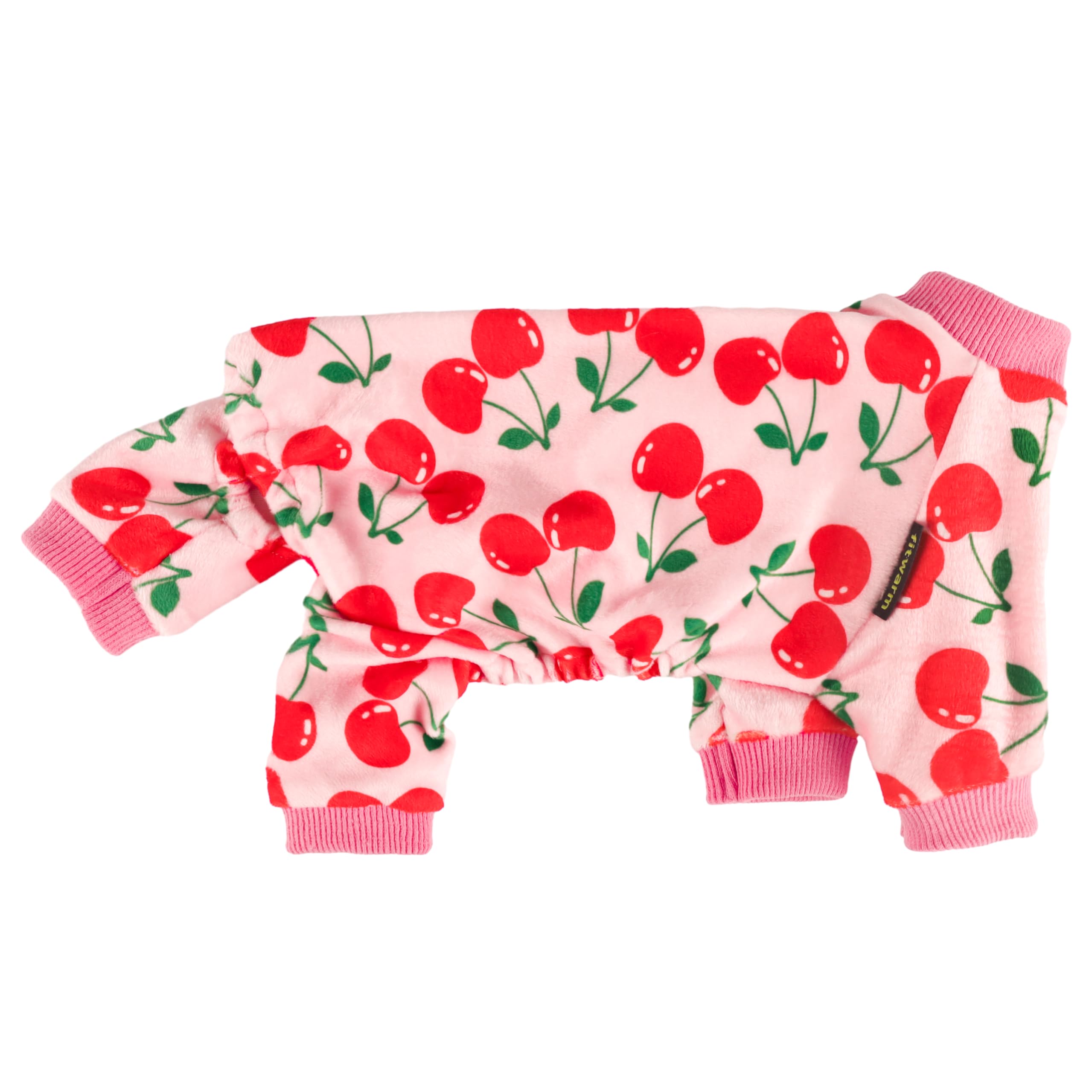 Fitwarm Cute Cherry Dog Pajamas, Warm Dog Onesie With Feet, Dog Clothes For Small Dogs Girl, Fleece Pet Outfit, Pink, Red, Xxl