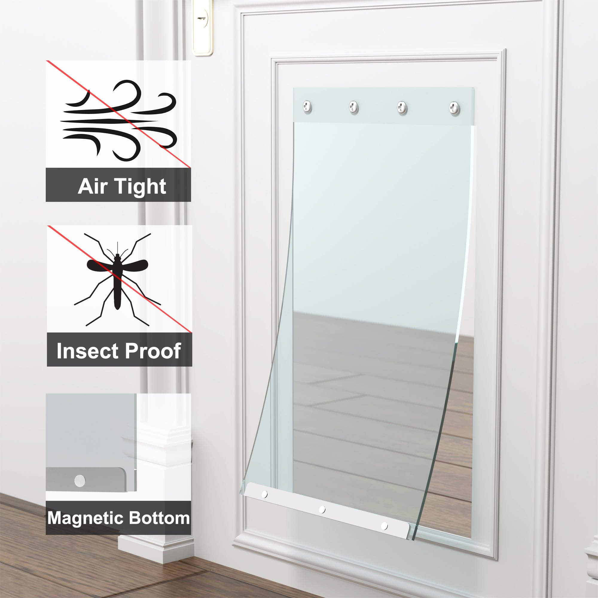Dog Door Replacement Flaps 10 1/2''x15'', Extra Large Doggie Door Replacement Flaps- Transparent Mode,Pet Door Replacement Flap