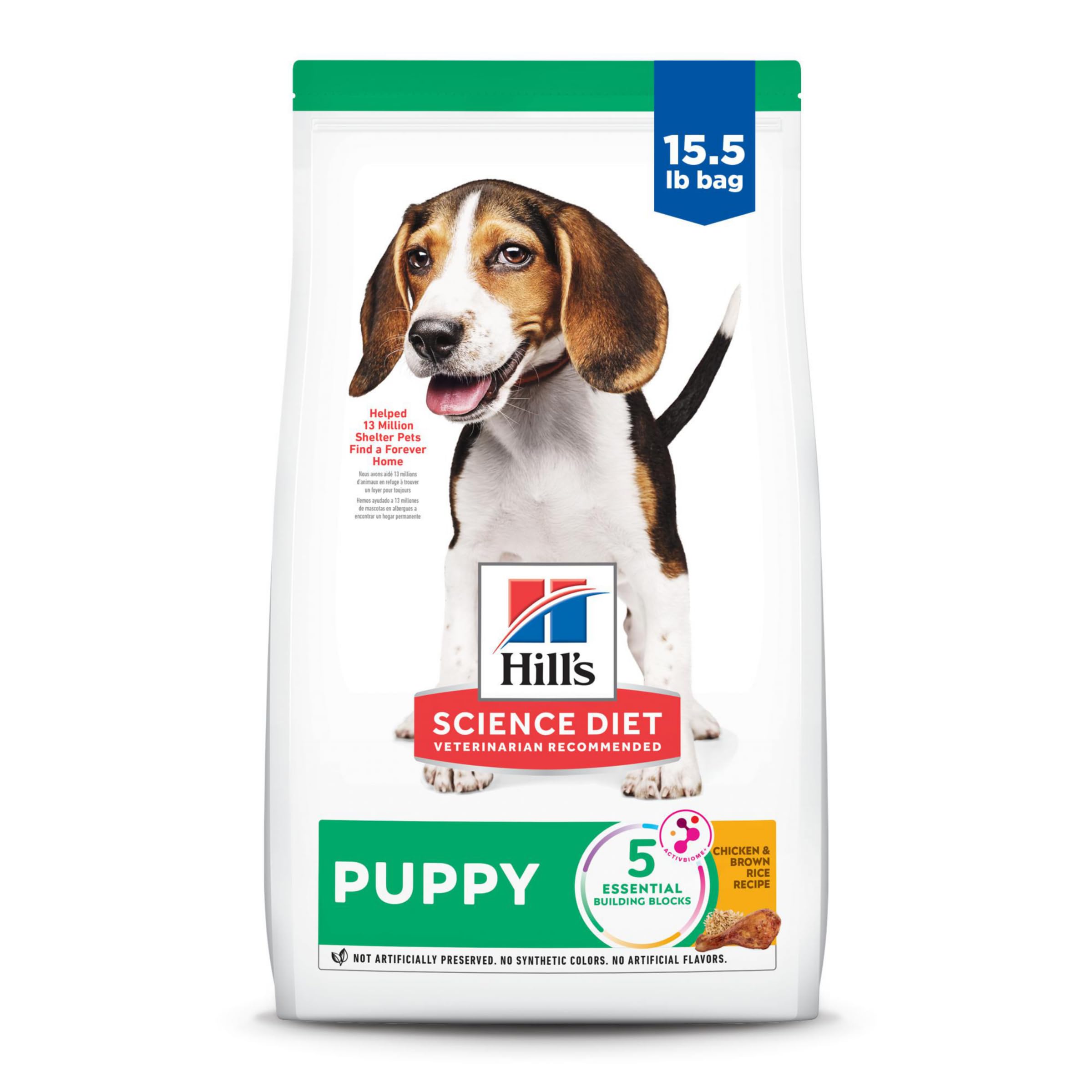 Hills Science Diet Puppy, Puppy Premium Nutrition, Dry Dog Food, Chicken & Brown Rice, 15.5 lb Bag