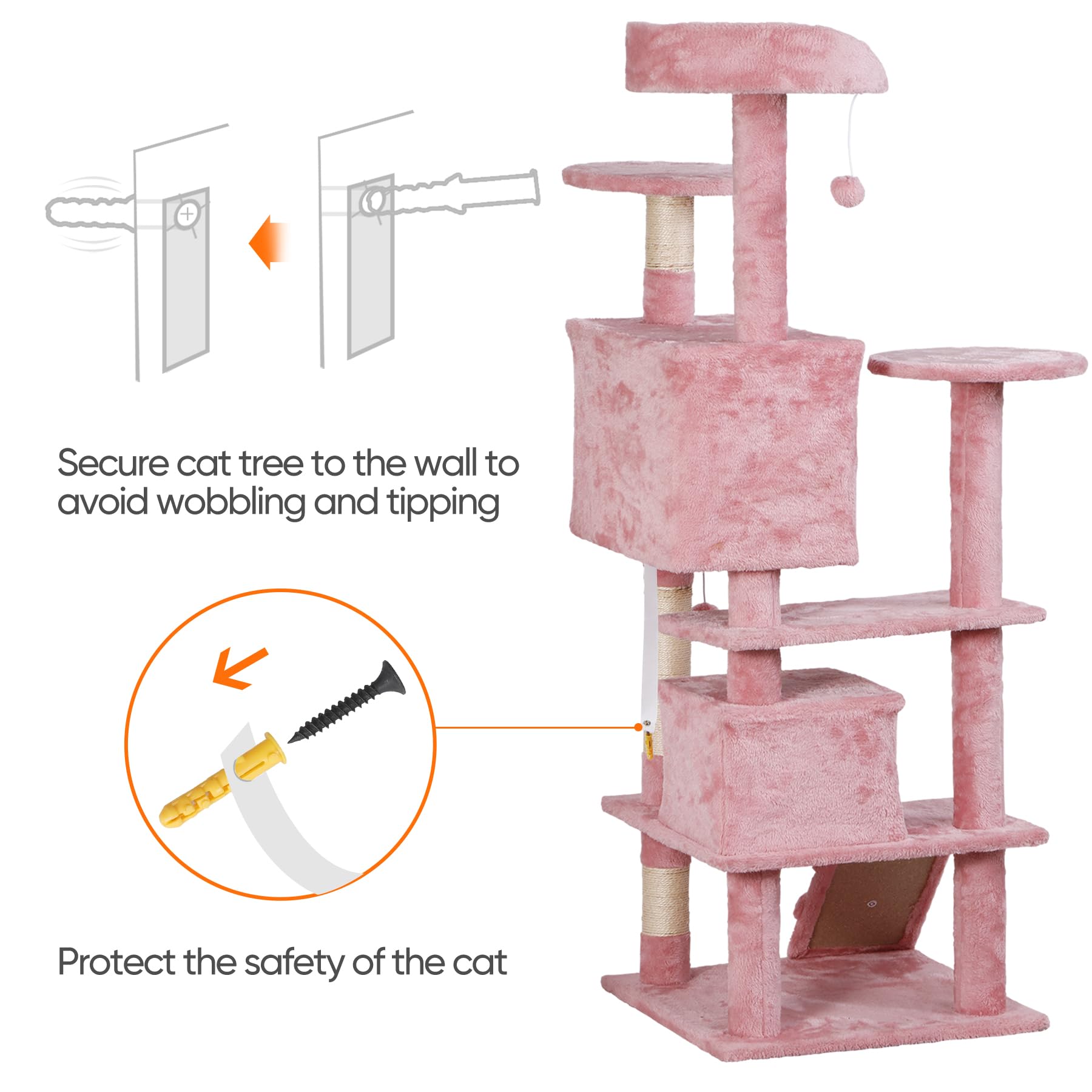 Nova Microdermabrasion 54 In Cat Tree Tower For Indoor Cats Multi-Level Cat Condo Cat Bed Furniture With Scratching Post Kittens