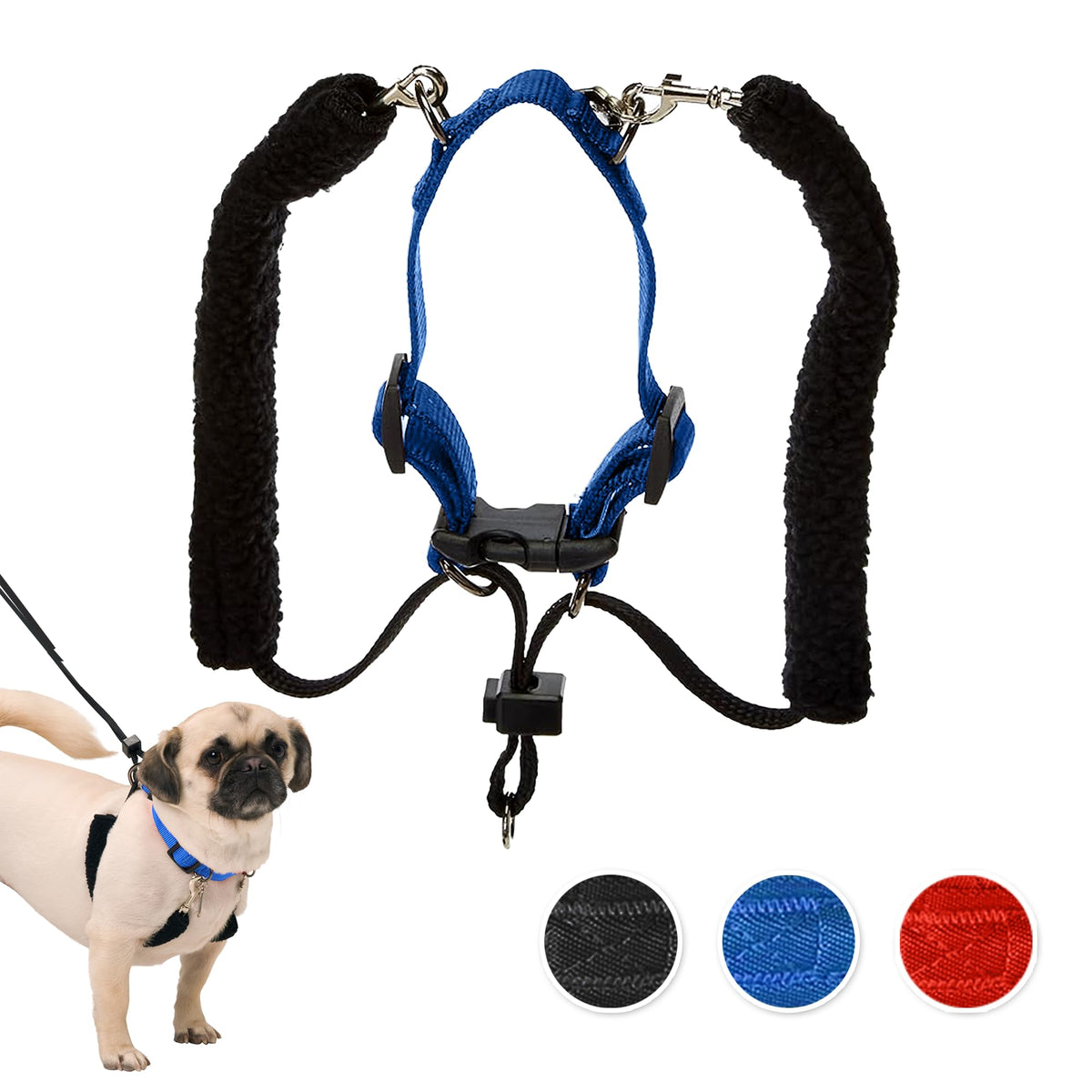 Sporn Original Training Halter, No Pull Harness Medium Size Dog With Blue Padded Sherpa Sleeves, Breathable No Pull Dog Harness Medium Sized Dog, Provides To All Medium Sized Breeds