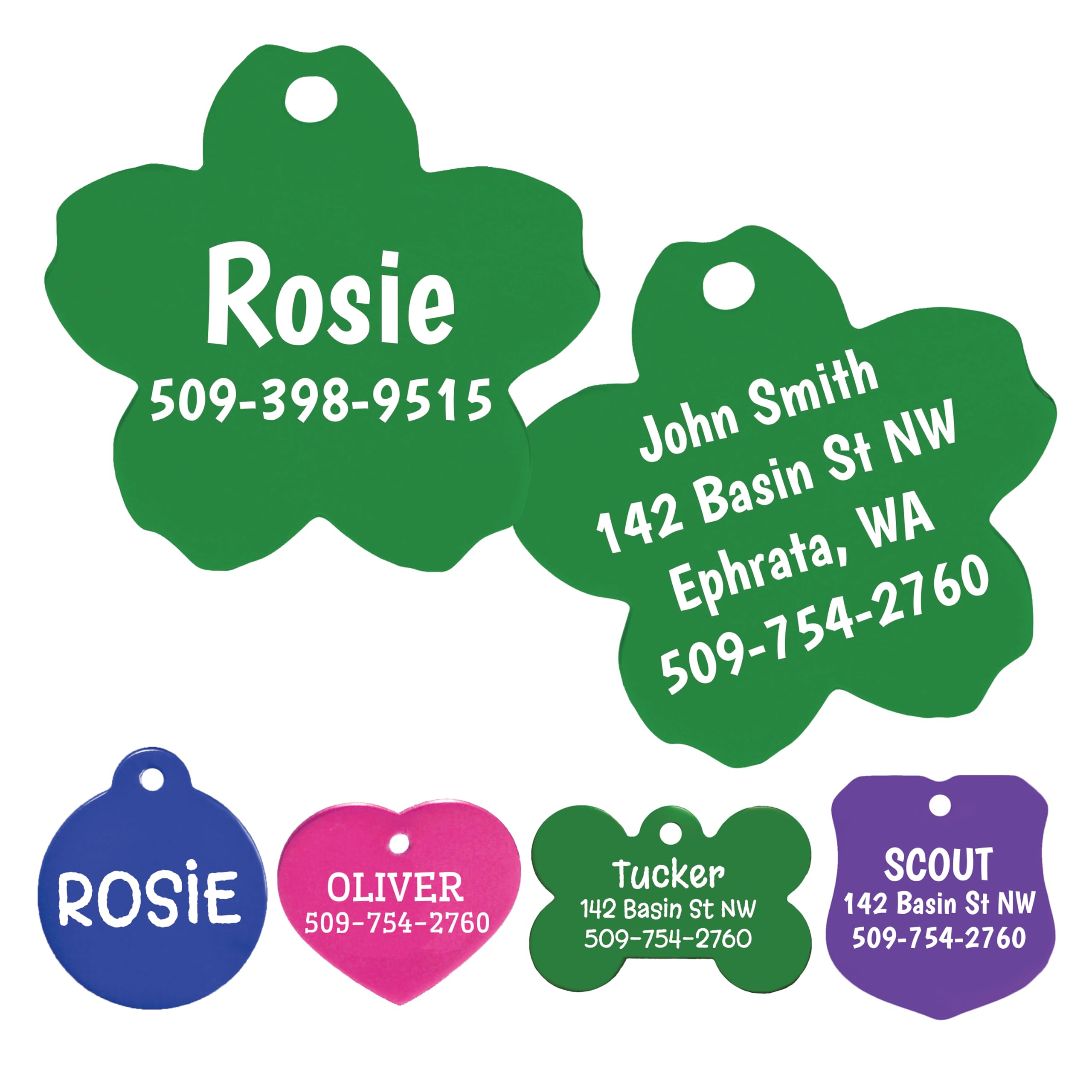 Gotags Dog Tags, Personalized Engraved Dog And Cat Id Tags For Pets, Custom Engraved On Both Sides, Various Shapes Including Bon