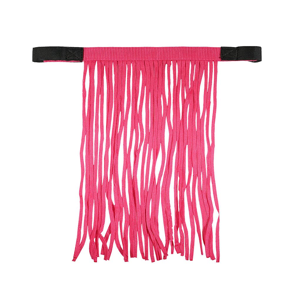 HORZE Lightweight Nylon Fringe Fly Veil - Easily Attaches to Halter - Raspberry Pink - Horse