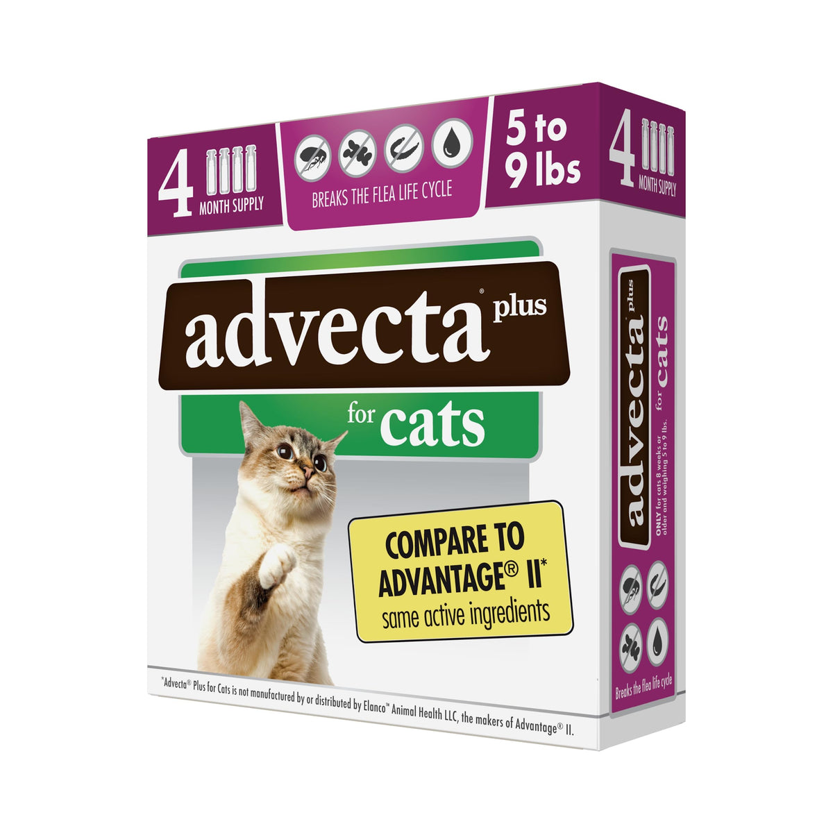 Advecta Plus Flea Prevention For Cats, Cat And Kitten Treatment & Control, Small And Large, Fast Acting Waterproof Topical Drops