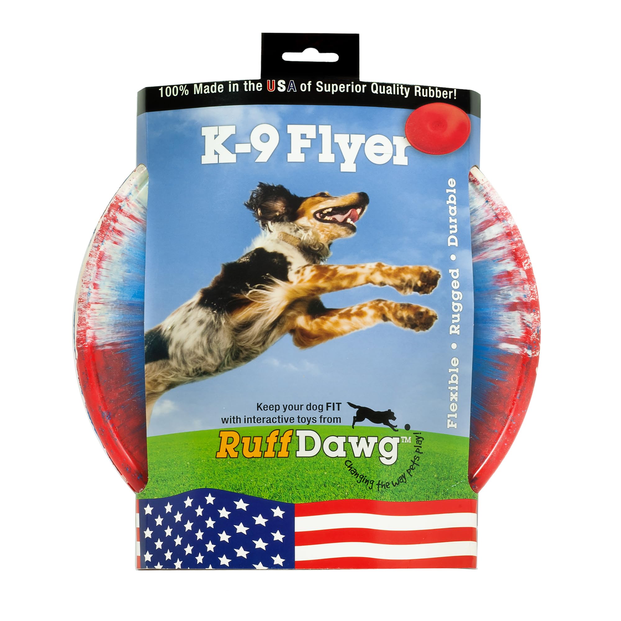 Ruff Dawg K9 Flyer - Large Durable Rubber Dog Toy For Fetch - Floats In Water - Made In The Usa - Assorted Neon Colors For High Visibility