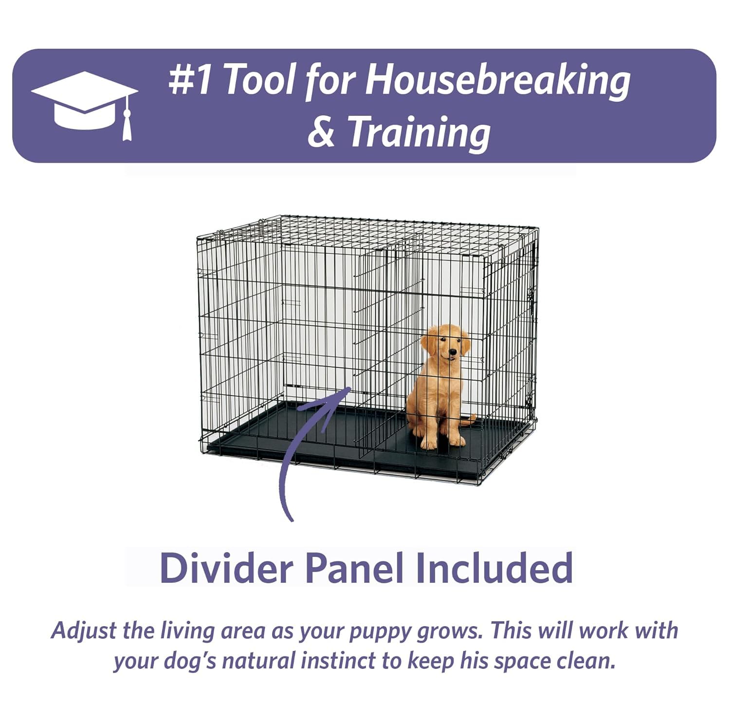 Midwest Homes For Pets Newly Enhanced Single Door Icrate Dog Crate, Includes Leak-Proof Pan, Floor Protecting Feet , Divider Pane L & New Patented Features