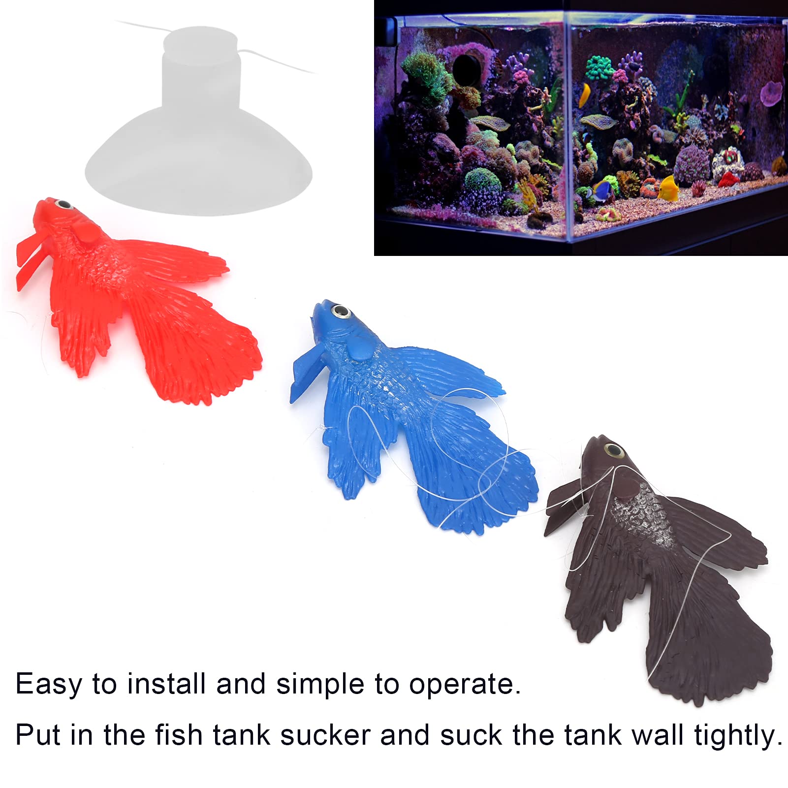 Tnfeeon 3Pieces Lifelike Aquarium Fish Ornament,Environmentally Friendly Silicone Colorful Gold Fish High Simulation Artificial