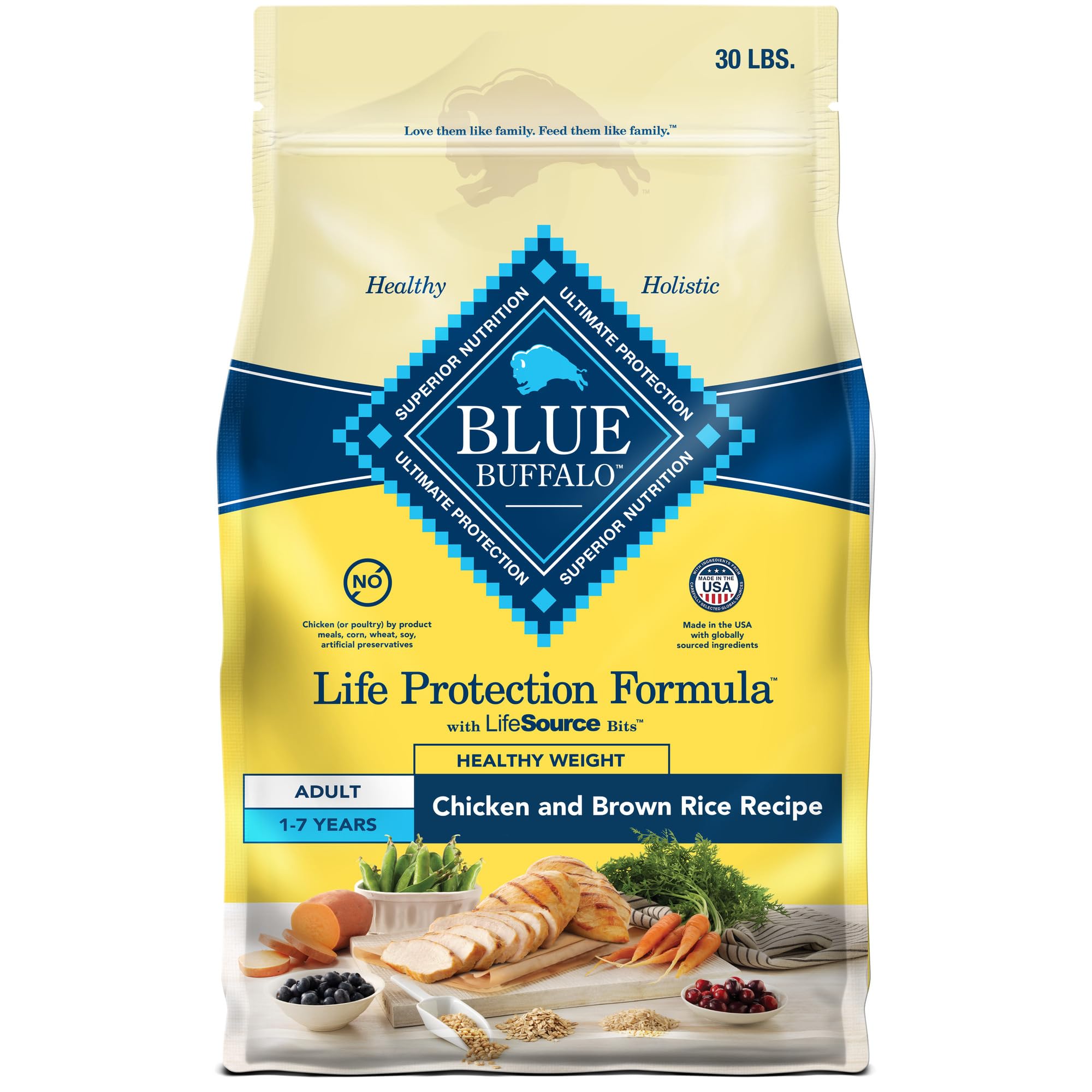 Blue Buffalo Life Protection Formula Healthy Weight Adult Dry Dog Food, Supports an Ideal Weight, Made with Natural Ingredients,