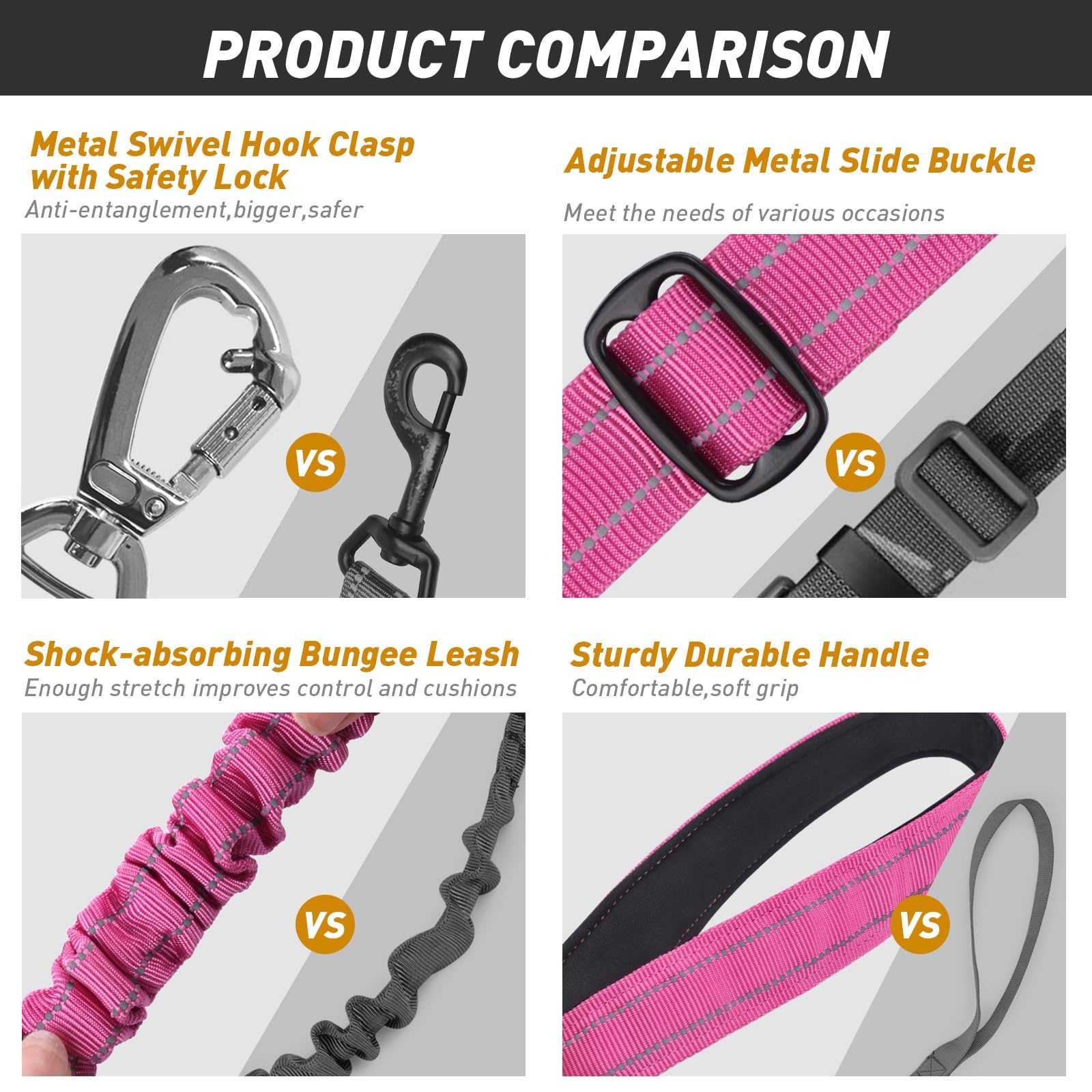 Heavy Duty Dog Leash, Reflective Dog Leashes With Car Seat Belt And Soft Padded Handle, 6Ft Strong Dog Leash For Training, No Pu