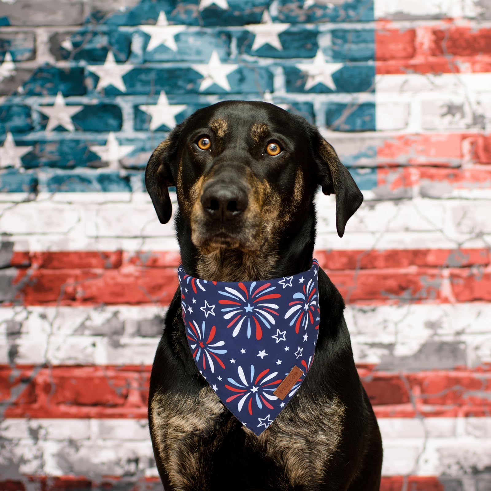 Ptdecor American Flag Dog Bandana 4Th Of July Dog Scarf Reversible Red Blue Patriotic Bandanas For Medium Large Dogs Pets (Blue