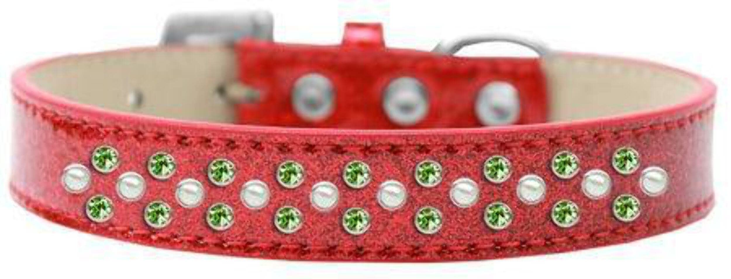Mirage Pet Products Sprinkles Ice Cream Dog Collar with Pearl and Lime Green Crystals, Size 20, Gold