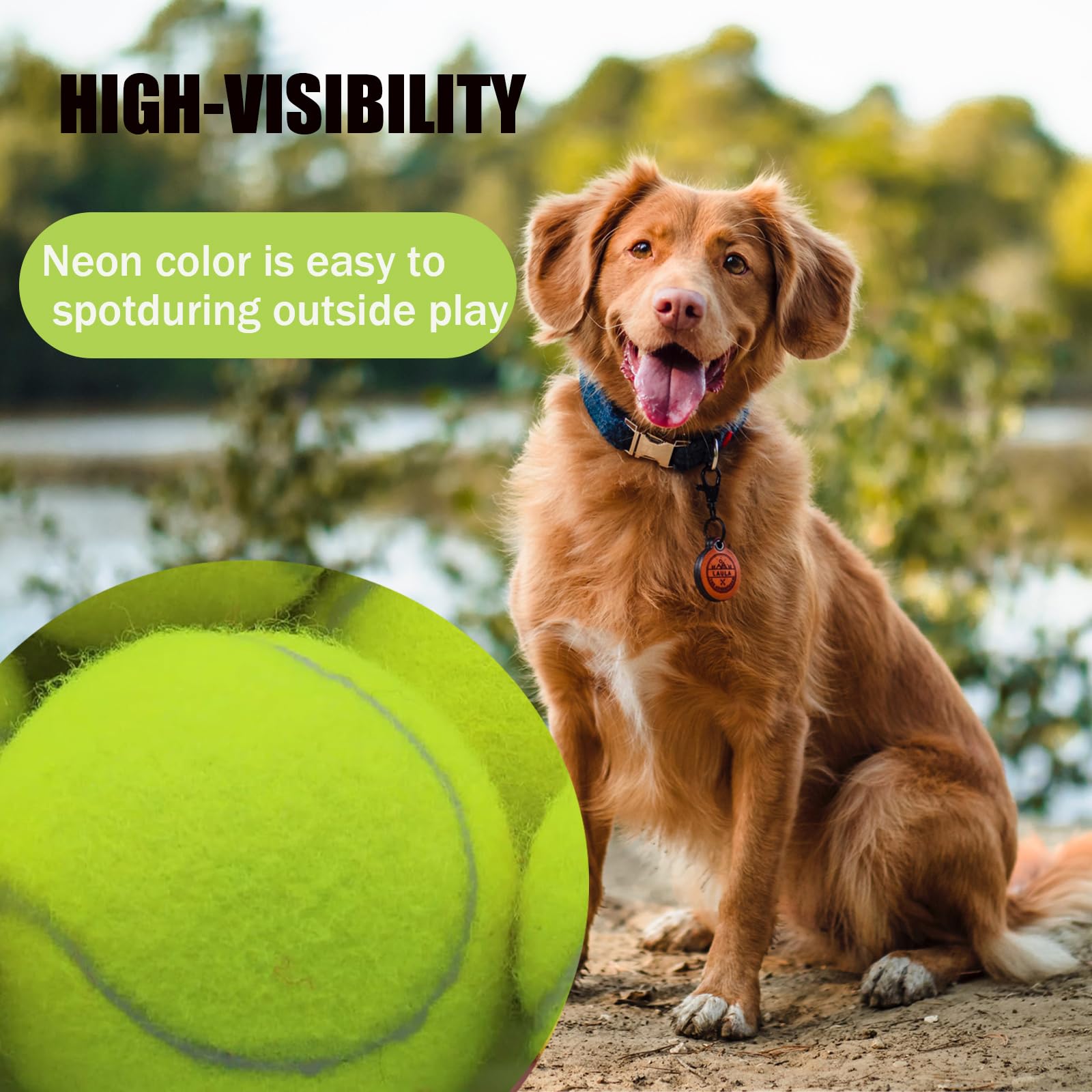 Magicorange Squeaky Tennis Ball Dog Toys 4 Inch Oversize Giant Tennis Ball For Fetch Exercise, Natural Rubber Squeaky Dog Balls