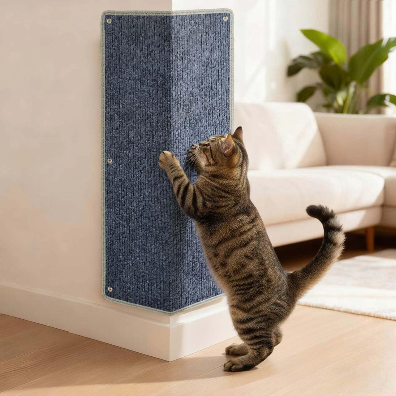 Corner Cat Scratcher & Wall Cat Scratcher - Double-Sided Usable Thick Carpet Pad, Edge-Wrapped Design for Durability, 2 Installa