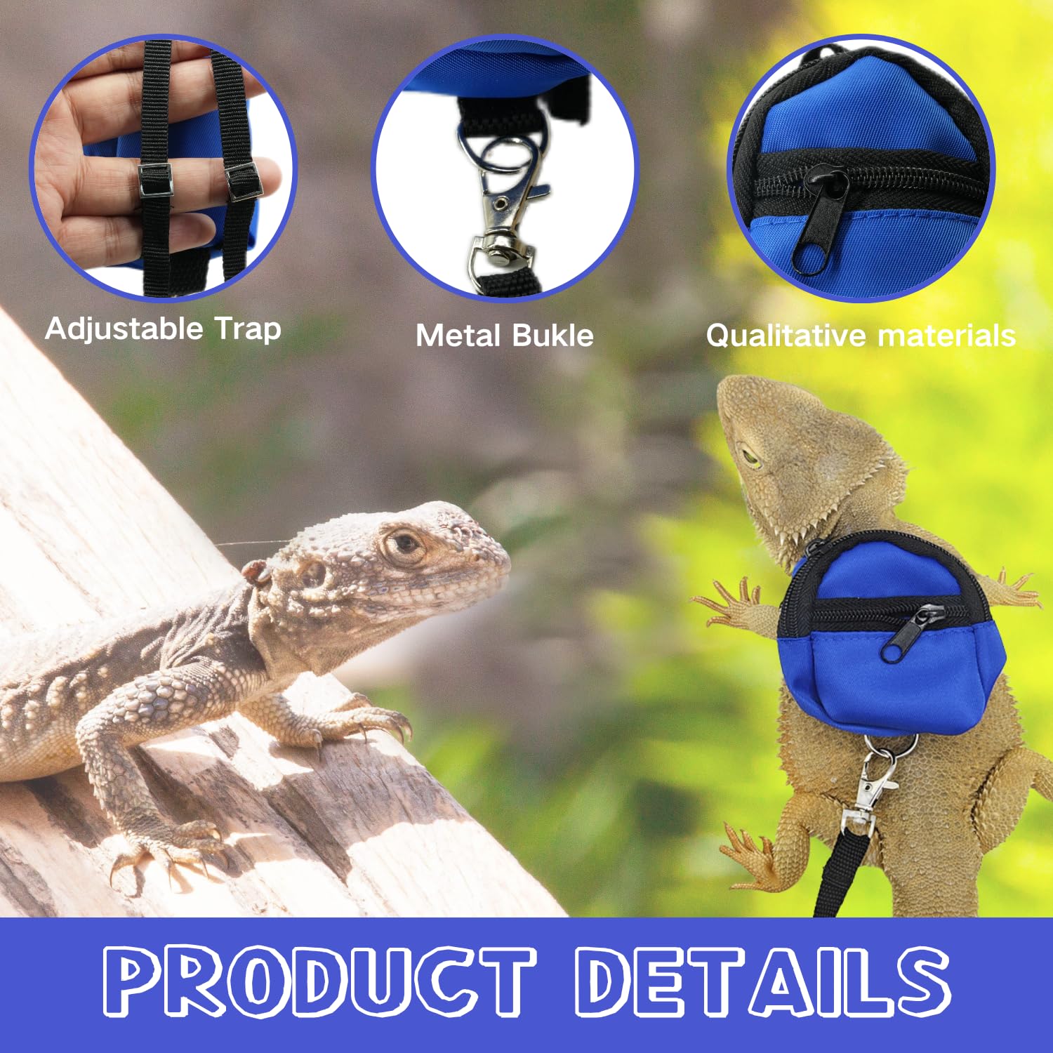 Bearded Dragons Accessories Toy Lizard Backpack Leash Set Adjustable Strap And Mini Skateboard Suitable For Lizard Bearded Drago