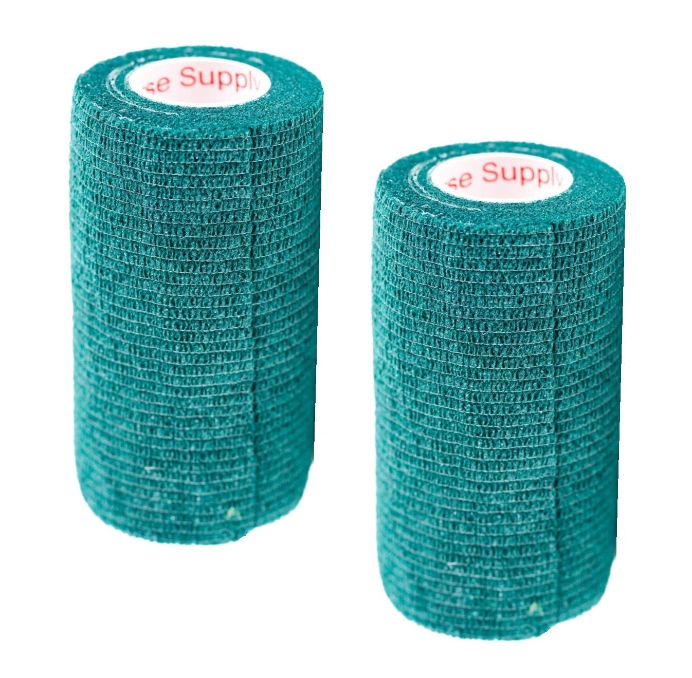 Vet Wrap Tape (Hunter Green) (2 Pack) (4 Inch x 15 feet) Self Adhesive Adherent Adhering Cohesive Flex Self Stick Bandage Grip R