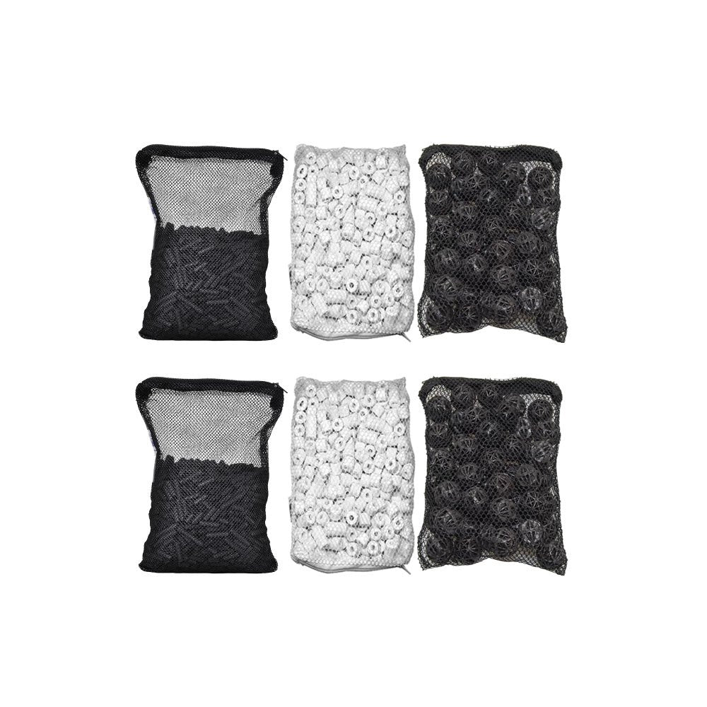 Cnz® Aquarium Filter Media Kits (Double Pack) - Activated Carbon, Bio Ball, Ceramic Ring