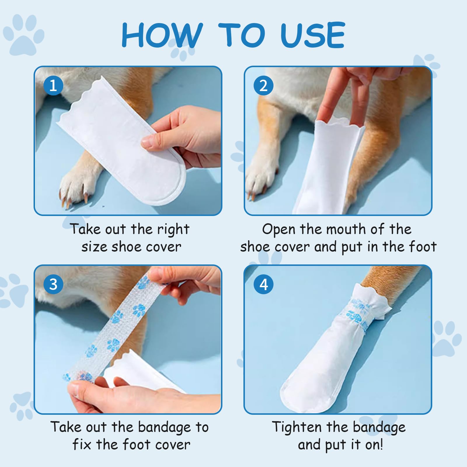 Qiyuda Disposable Dog Booties 20 Count Waterproof Adjustable Dog Cat Shoes Boots Mud Paw Protection Feet Covers