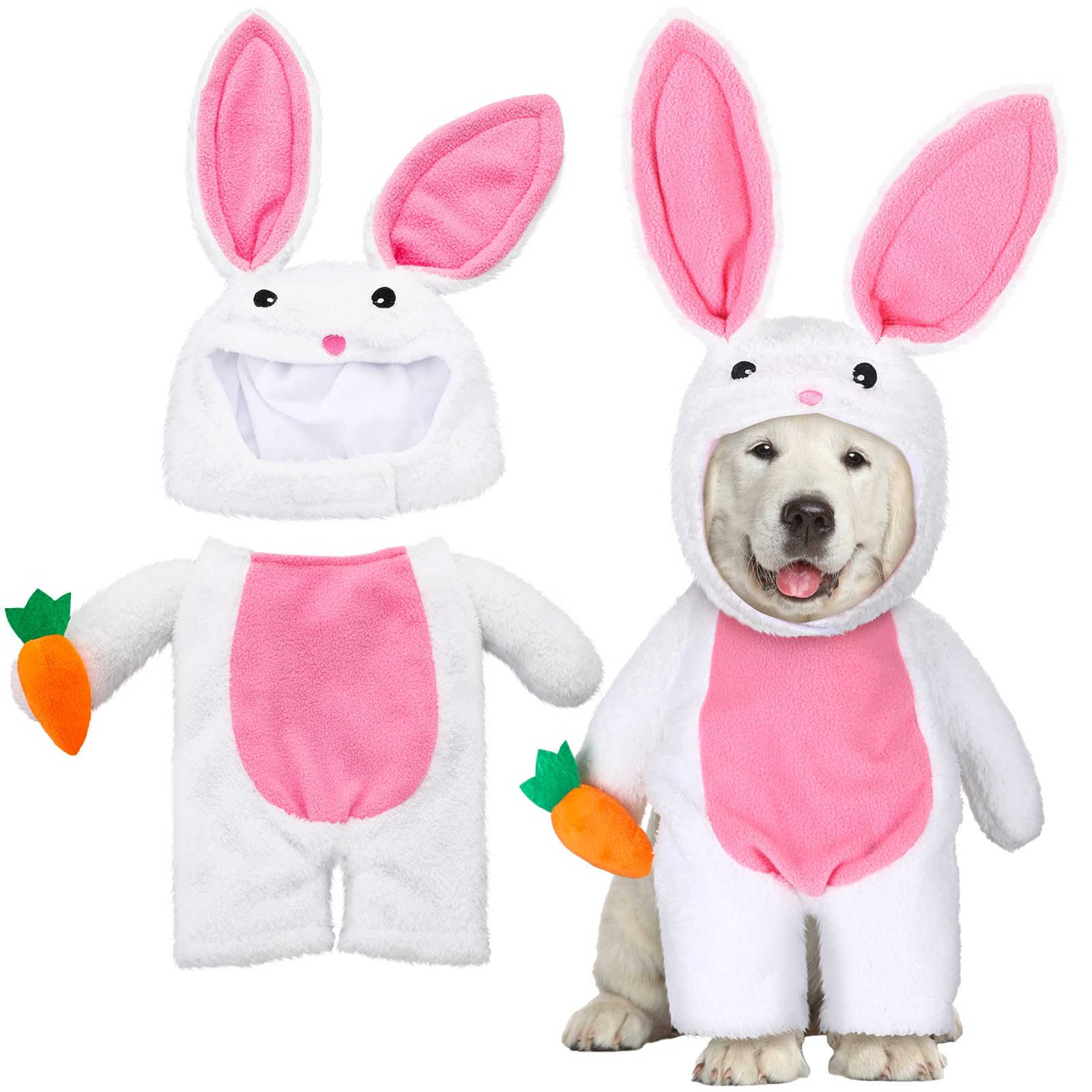 Huhumy Walking Bunny Pet Costume Funny Easter Bunny Dog Costumes With Arms And Trousers Sleeves Halloween Fluffy Rabbit Outfit C