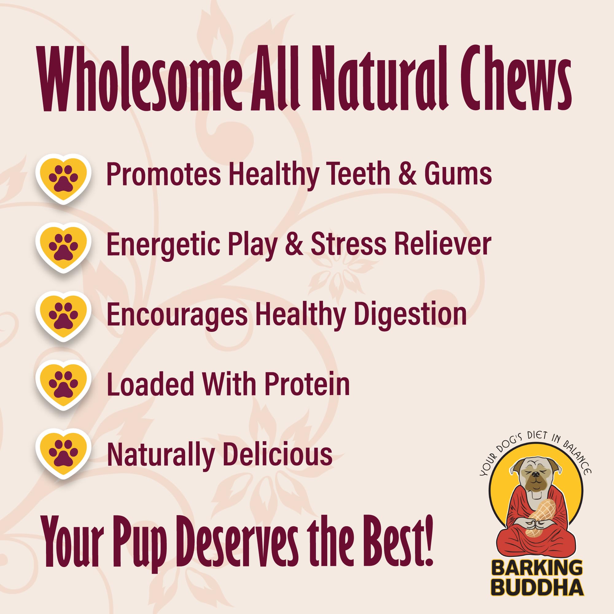 Barking Buddha Beef Cheek Rolls | Premium Dog Chews | Extra Thick, All Natural, No Additives, Gluten Free | Peanut Butter - Smal