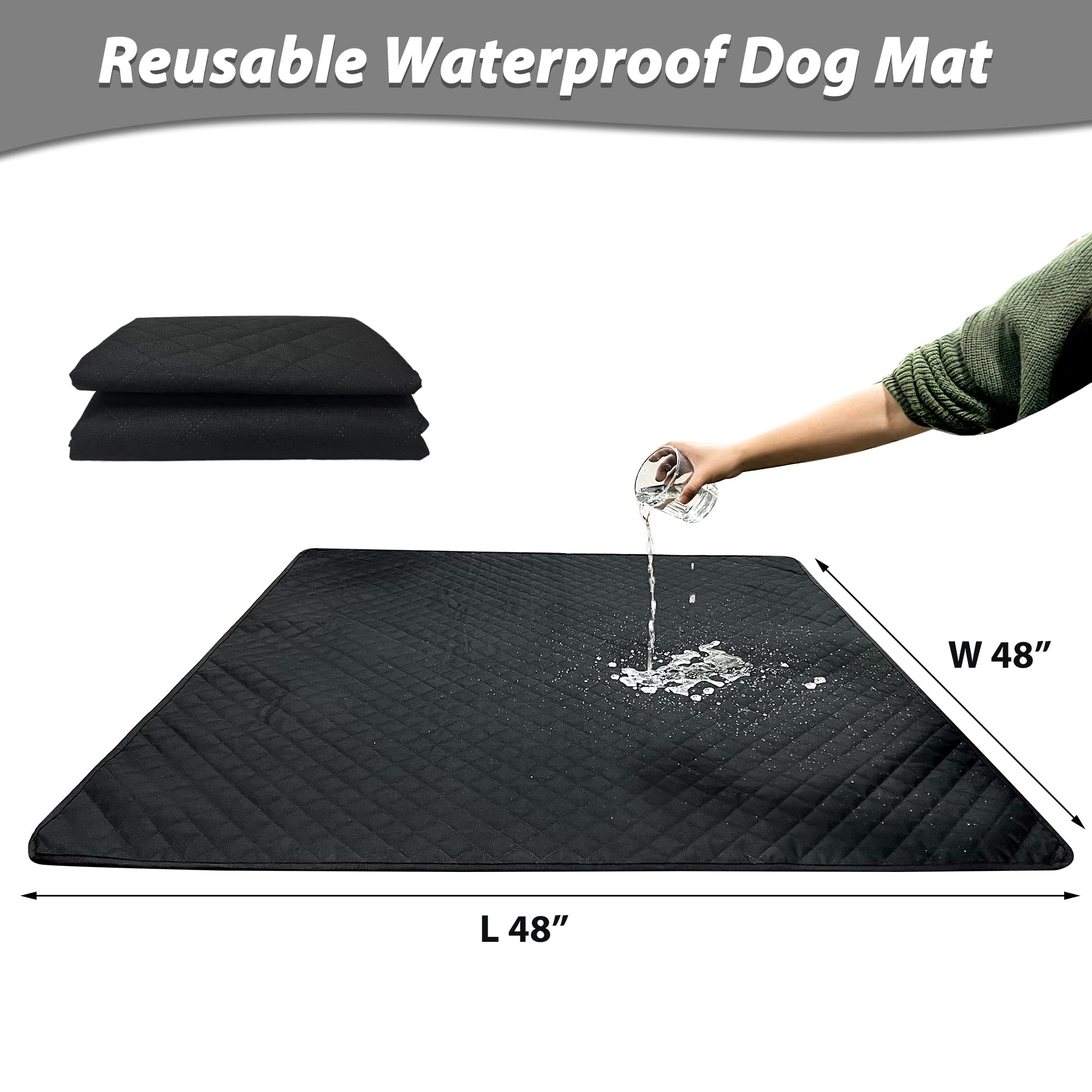 Washable Pee Pads For Dogs 48''X48'' Reusable Puppy Pad Pet Training Pads, Waterproof Mat Non-Slip, Dog Pee Pad Whelping Pads Do