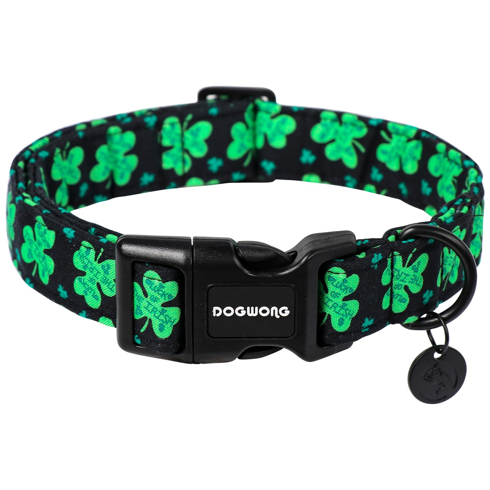 Dogwong Black St. Patrick'S Day Dog Collar, Green Lucky Clover Shamrock Dog Collar Soft Durable Adjustable Costume Bright Lucky 