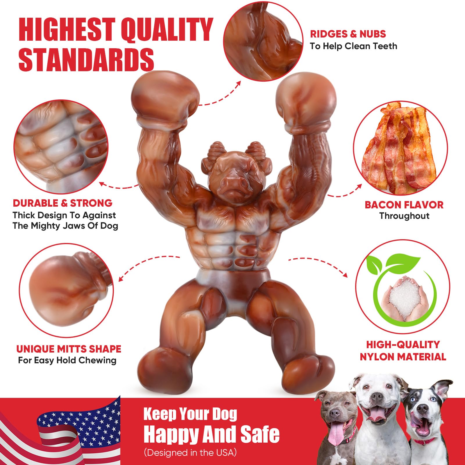 Zinbo Dog Toys For Aggressive Chewers, Indestructible Dog Toys, Tough Toys For Aggressive Chewers To Keep Them Busy, Dog Chew To