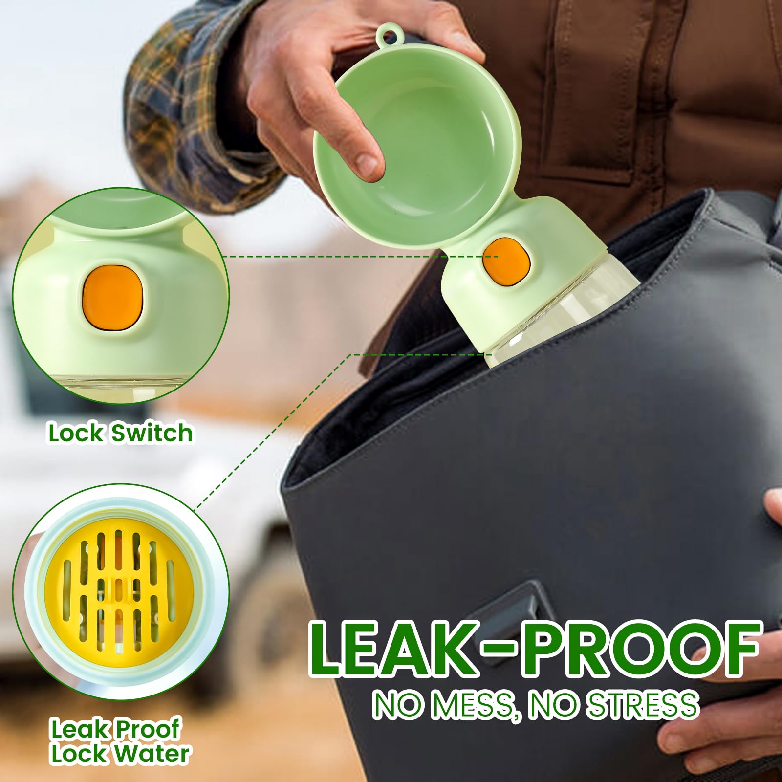 Portable Dog Water Bottle, Large-Capacity Travel Water Dispenser For Cats And Small Dogs - Green