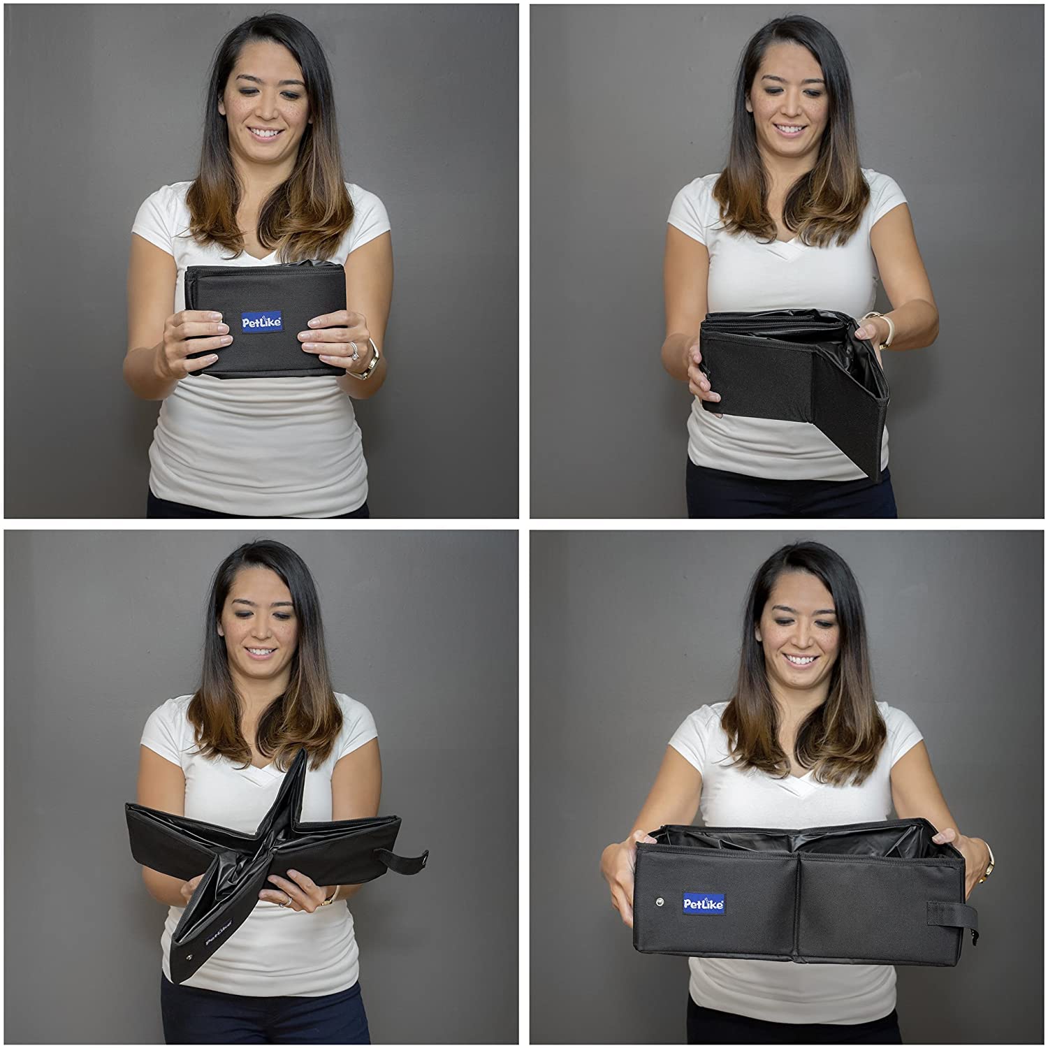 Petlike Travel Cat Litter Box, Leak-Proof Portable Litter Box, Collapsible Toilet Tray Carrier For Small Medium Cats (Medium, Light Grey)