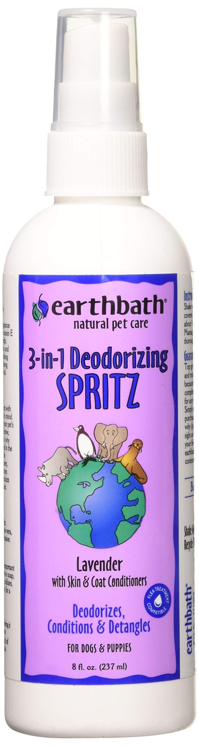 Earth Bath Lavender 3 - In - 1 Deodorizing Spritz For Dogs 8Oz