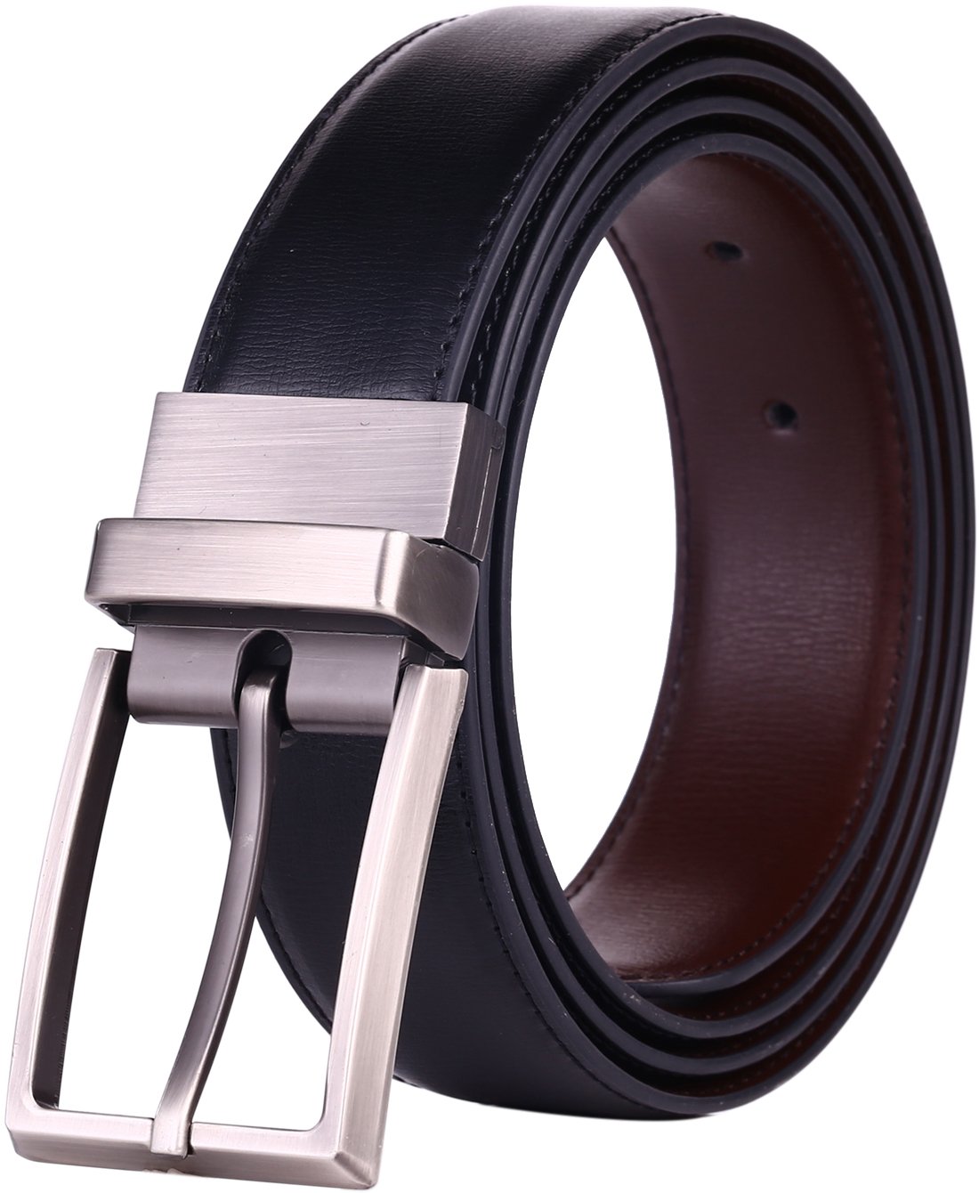 Beltox Fine Mens Dress Belt Leather Reversible 125 Wide Rotated Buckle Gift Box (Blackbrown,38-40) A