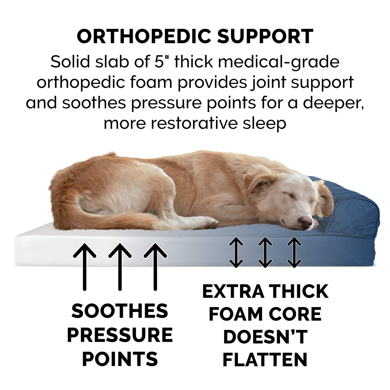 Furhaven Orthopedic Dog Bed For Large Dogs W/ Removable Bolsters & Washable Cover, For Dogs Up To 125 Lbs - Quilted Sofa - Navy