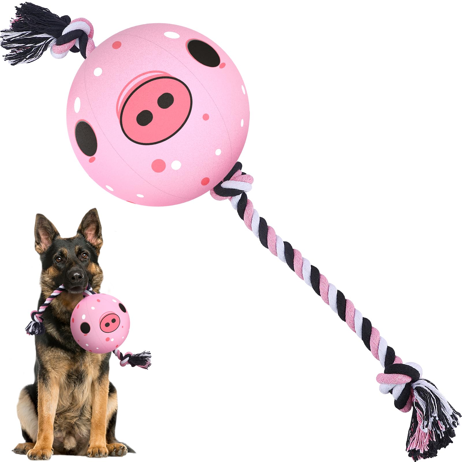 Qdan Dog Rope Dogs Toy: Dog Soccer Ball With Strap, Balls On Rope Plush Outdoor Birthday Toys For Small To Medium(For Medium Dog
