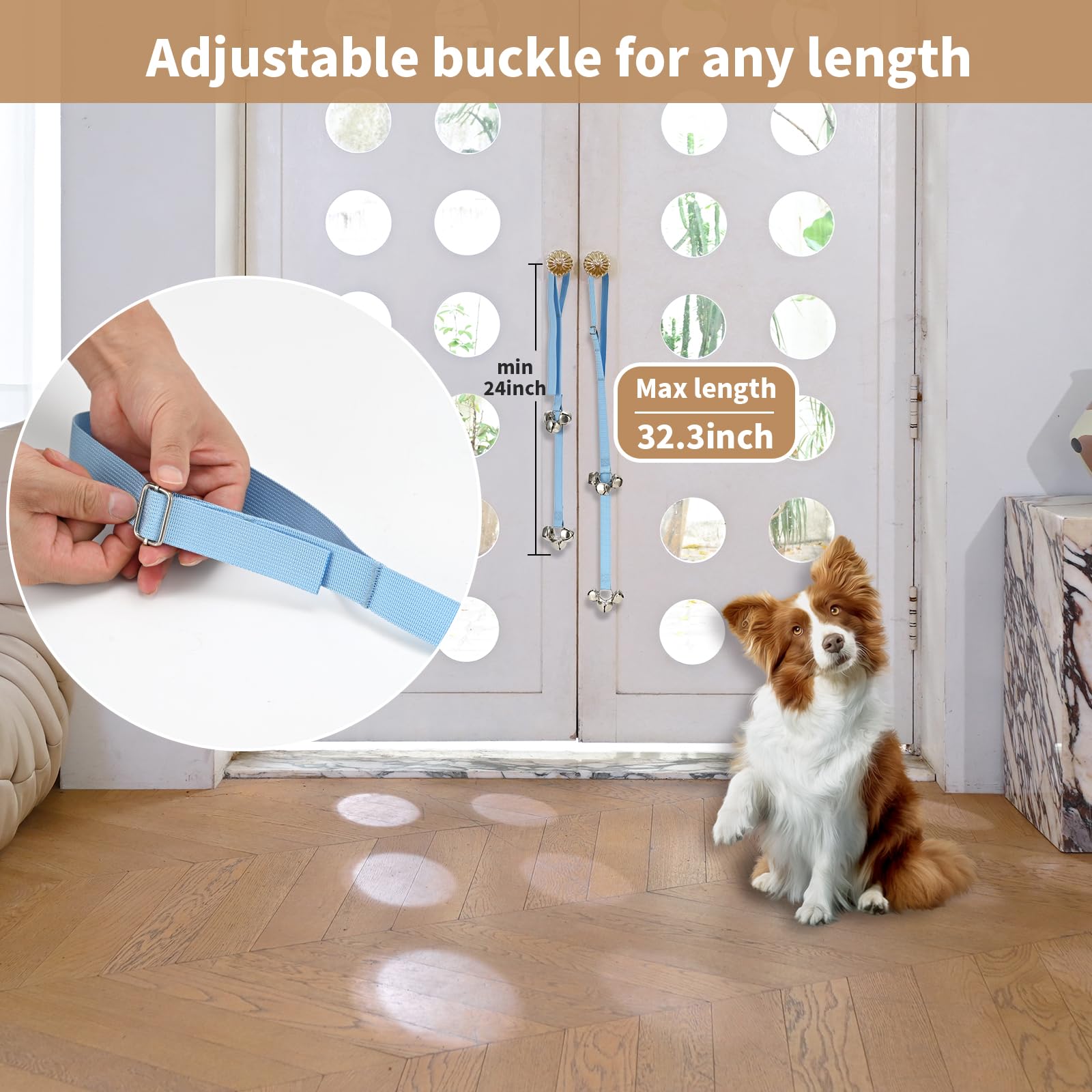 Luckyiren Dog Door Bell For Potty Training/To Go Outside, Hanging Puppy Bells For Puppies Doggy Doggie Poochie Pooch Pet Cat, Le