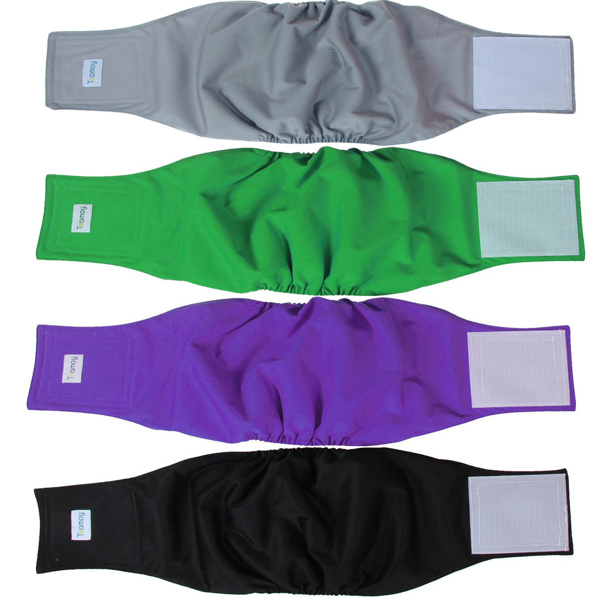 Teamoy 4Pcs Reusable Wrap Diapers For Male Dogs, Washable Puppy Belly Band (Xl, Black+ Gray+ Green+ Purple)