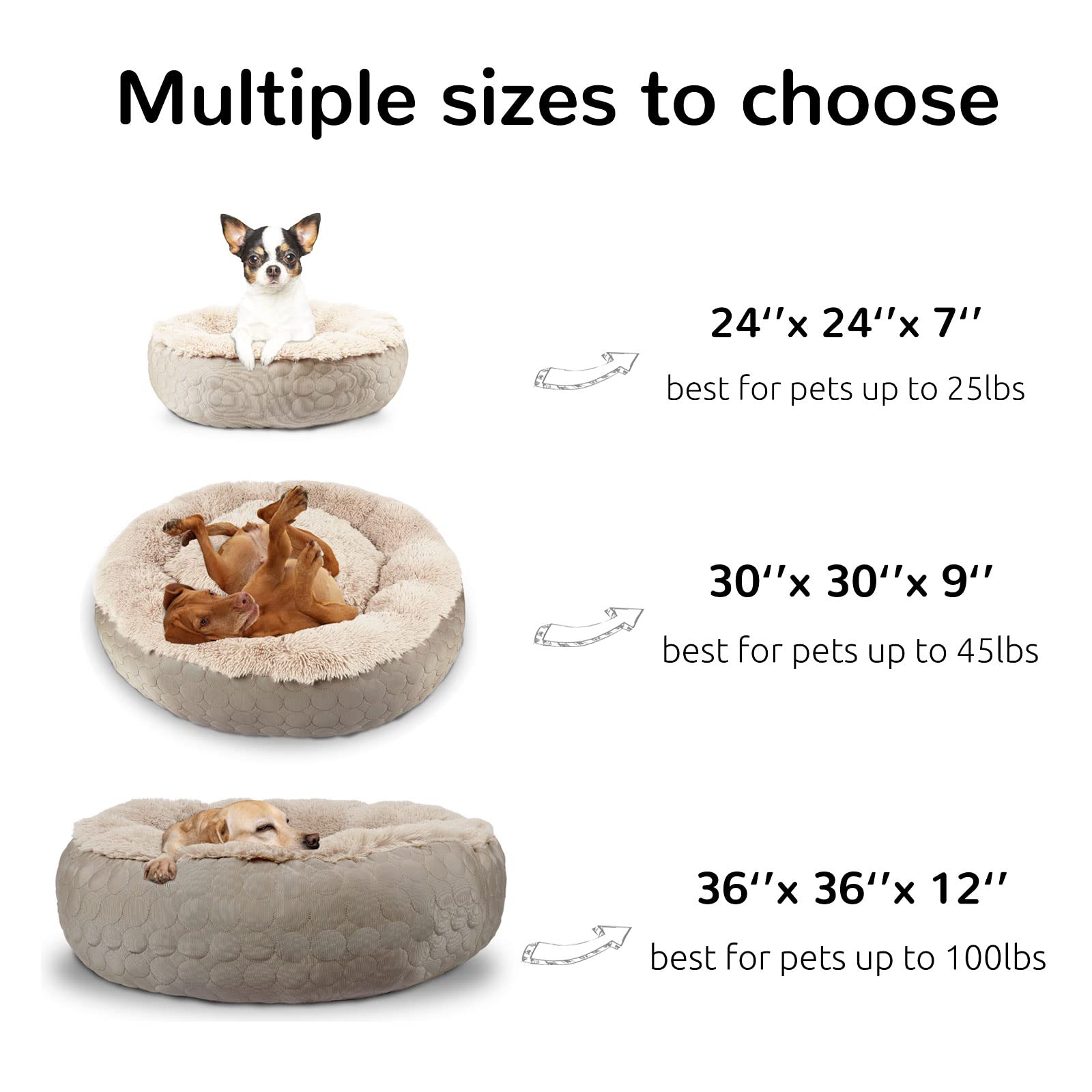 Hachikitty Dog Donut Bed Calming Bed Donut Round, Fluffy Dog Bed Medium Large Dogs, Cooling Warming Soft Dog Cushion Bed, Double Sided Available Donut Bed With Warm & Cool Sides(X-Large, Taupe)