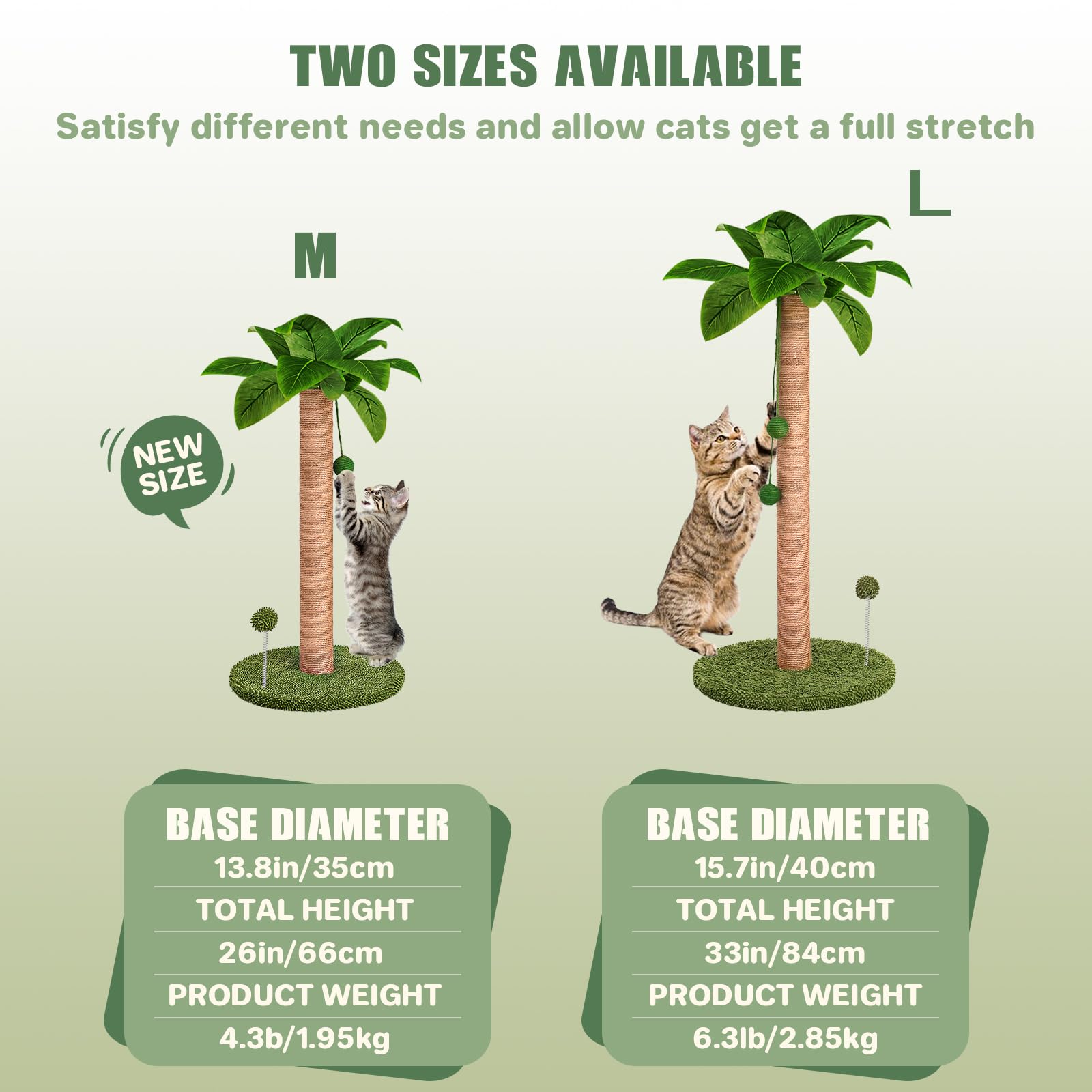 Dohump Cat Scratching Post, 26'' Kitten Scratching Post With Premium Sisal Rope, Cute Cat Tree With Dangling And Spring Ball Toy