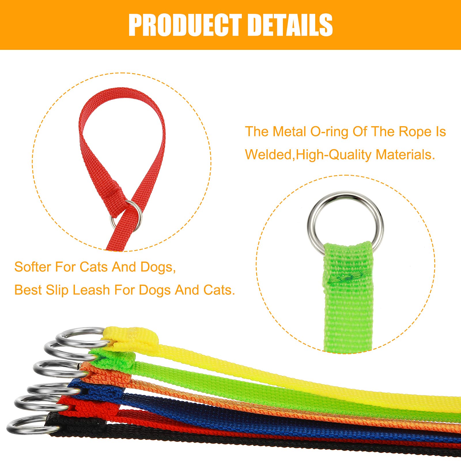 Nuanchu 60 Pieces Puppy Slip Leash Pet Pulling Leashes With O-Ring For Puppy Pet Animal Control Grooming Shelter Rescues Walking Training Doggy Daycare