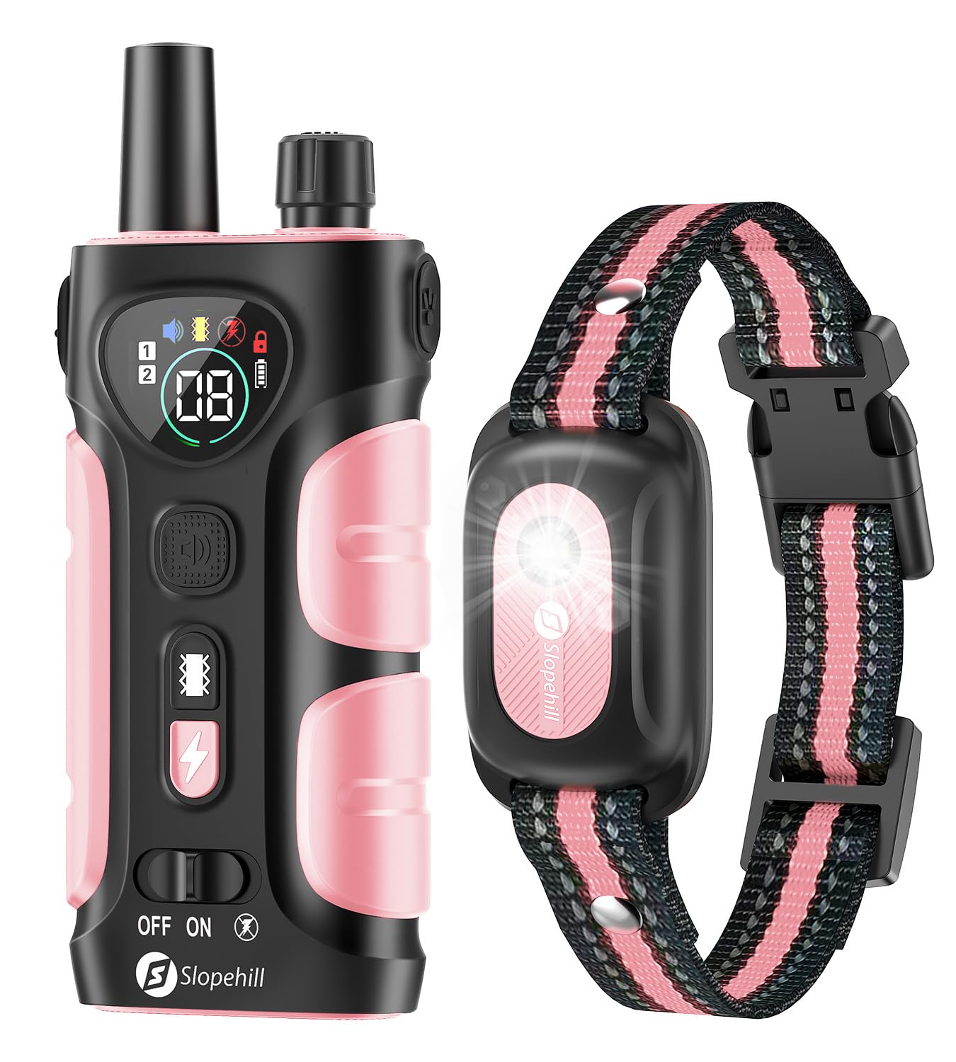 Slopehill Dog Shock Collar,4200Ft Dog Training Collar With Remote,Ipx8 Waterproof E-Collar With Beep,Vibration,Shock,Flash Light