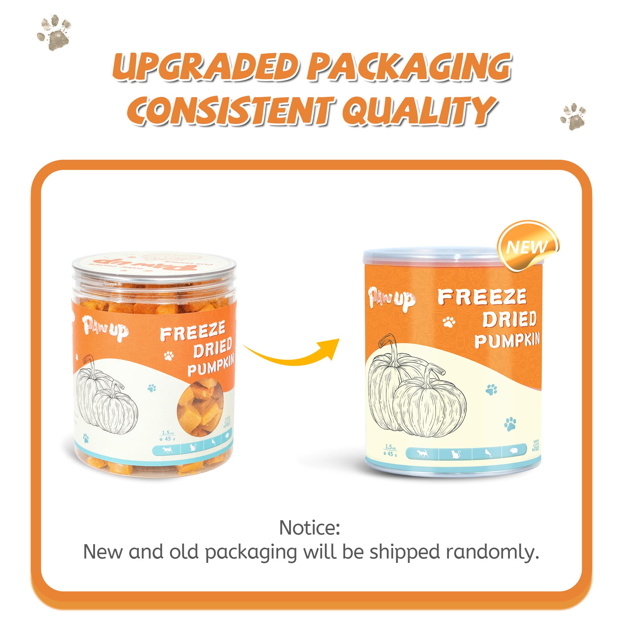 PAWUP Freeze-Dried Pumpkin Treats for Dogs & Cats - High Fiber, Single Ingredient Natural Snacks for Digestion & Gut Health, Hea
